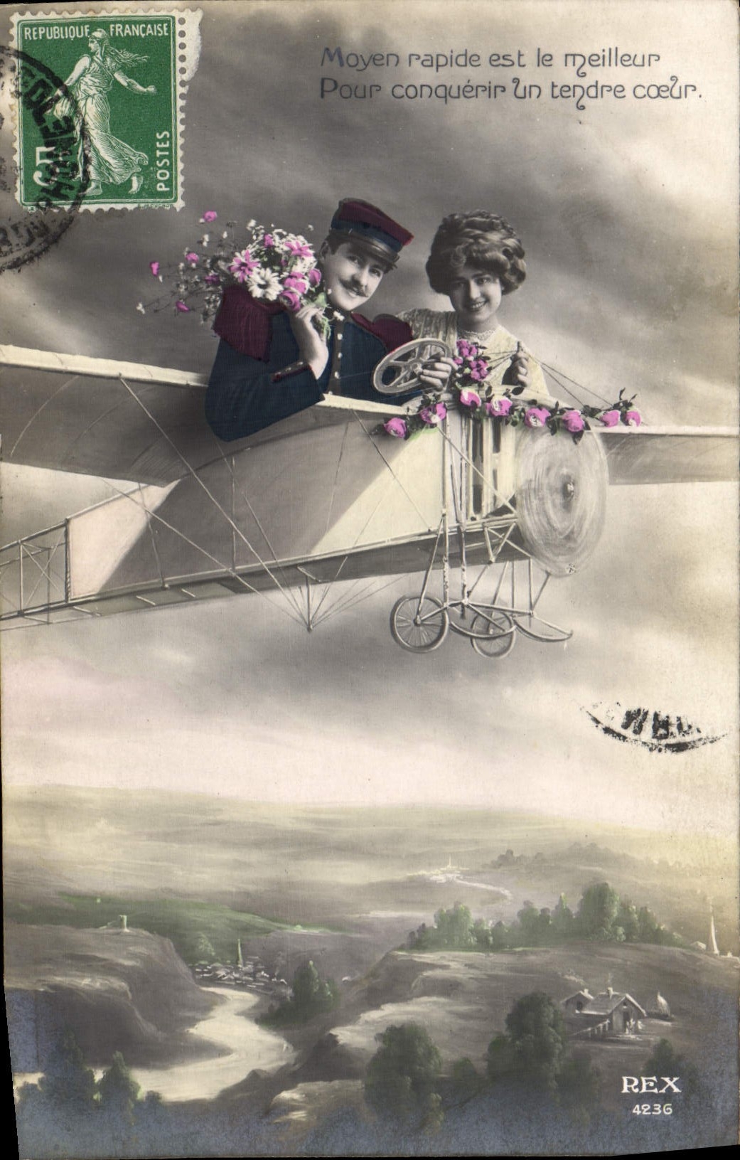 CPA Avion Aviation Femme