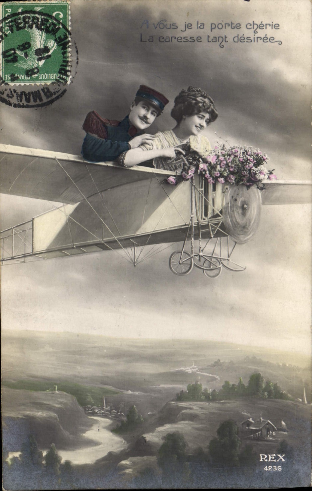 CPA Avion Aviation Femme