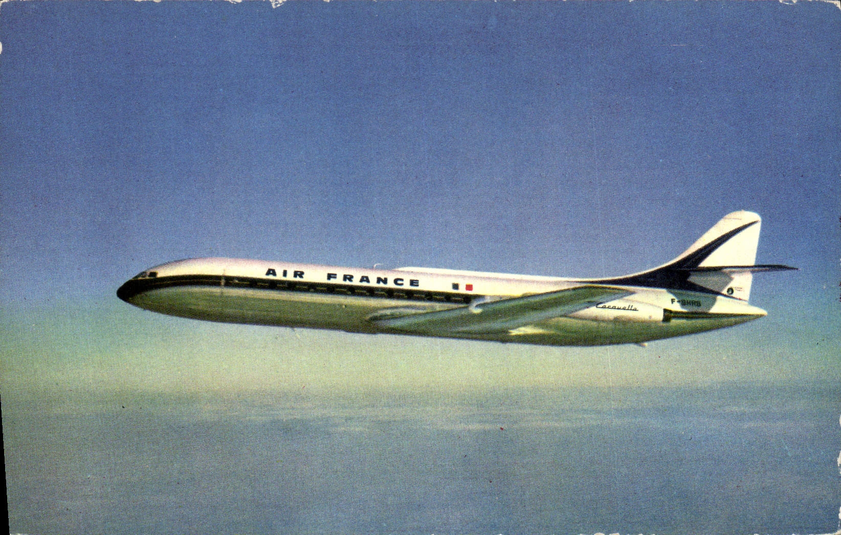 Correo medio de Caravel Air France de la aviación del plano de la POSTAL de la VENDIMIA