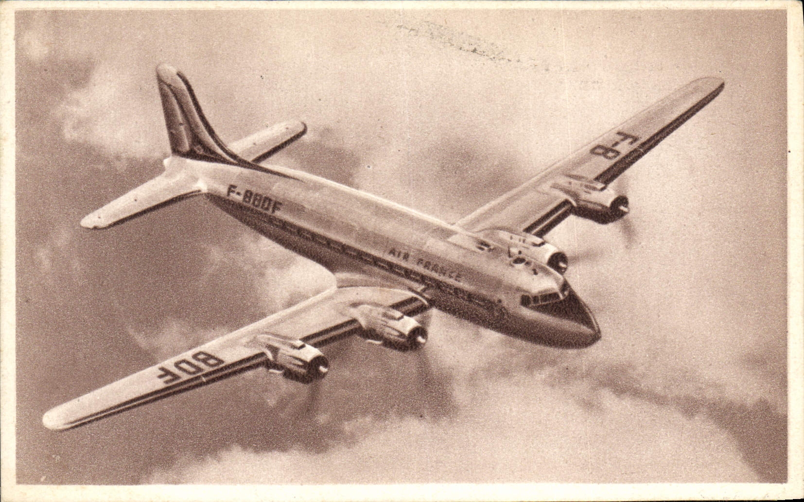 VINTAGE POSTCARD Plane Douglas Aviation DC4 Air France