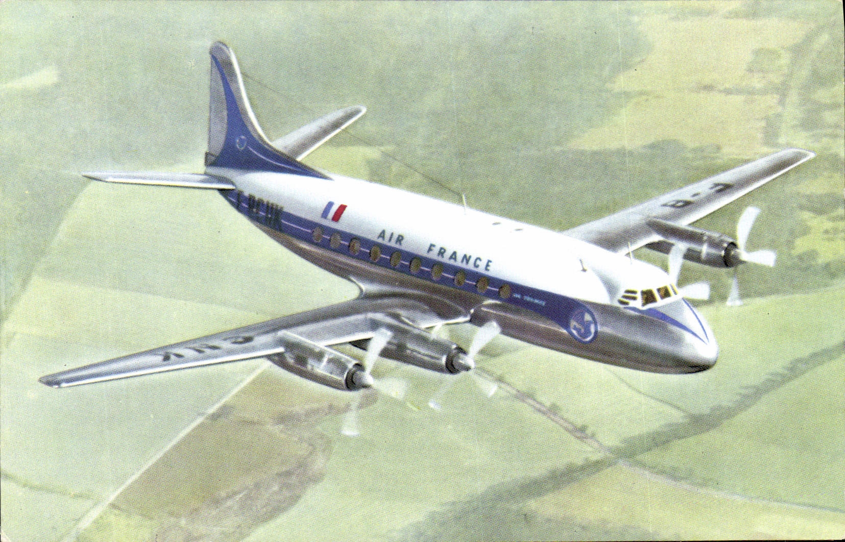 VINTAGE POSTCARD Plane Aviation Air France Vickers Discount