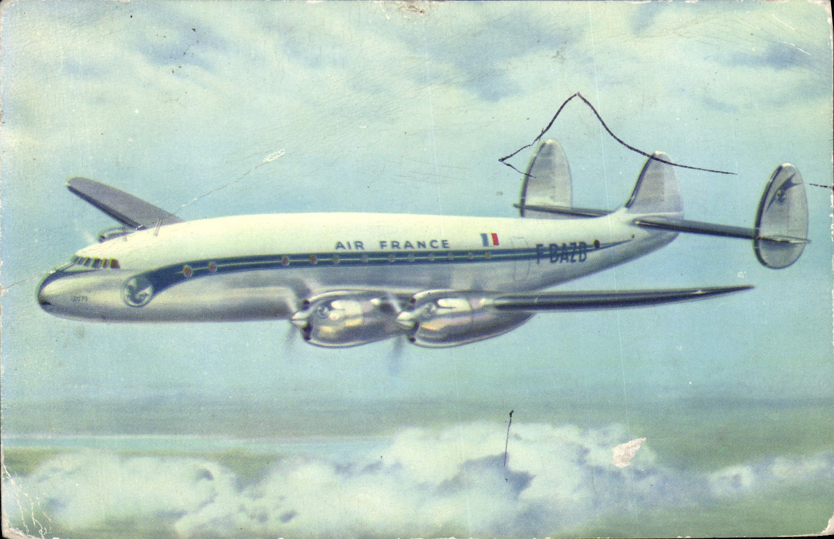 VINTAGE POSTCARD Plane Aviation Air France Lockheed Constellation