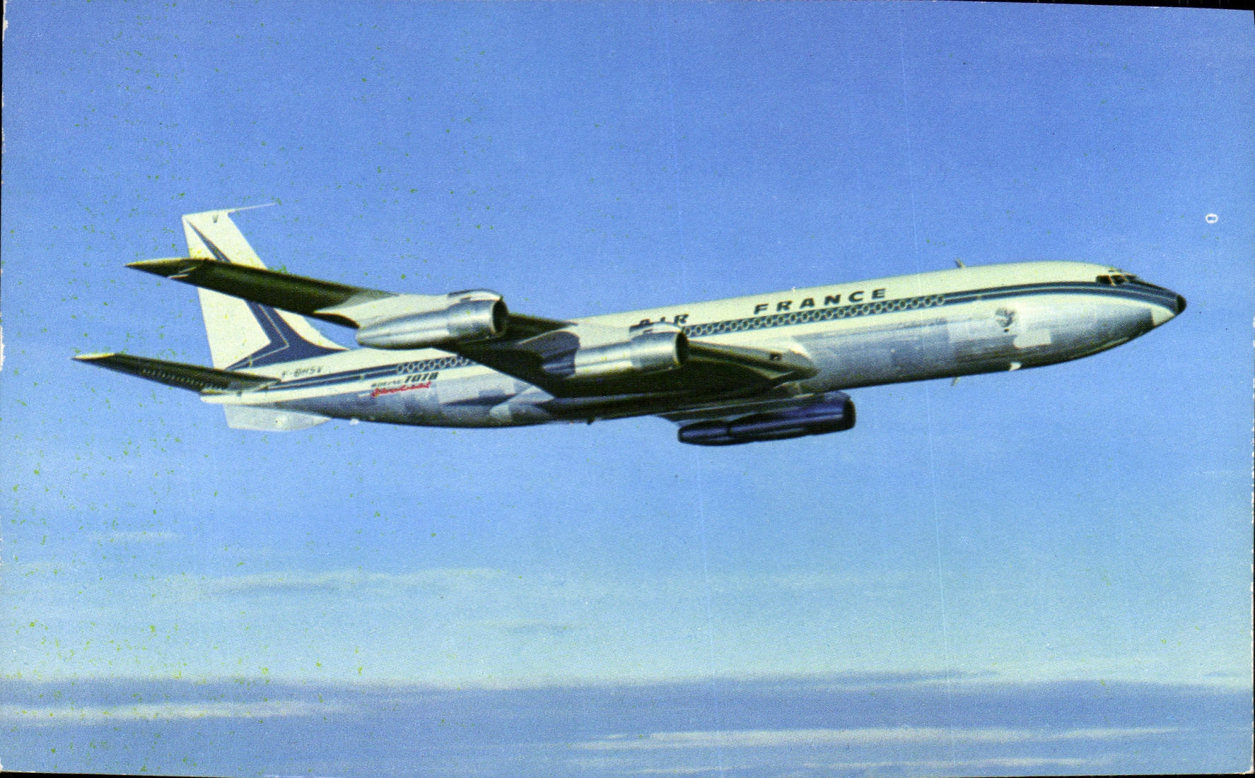 VINTAGE POSTCARD Plane Aviation Boeing 707 B Intercontinental