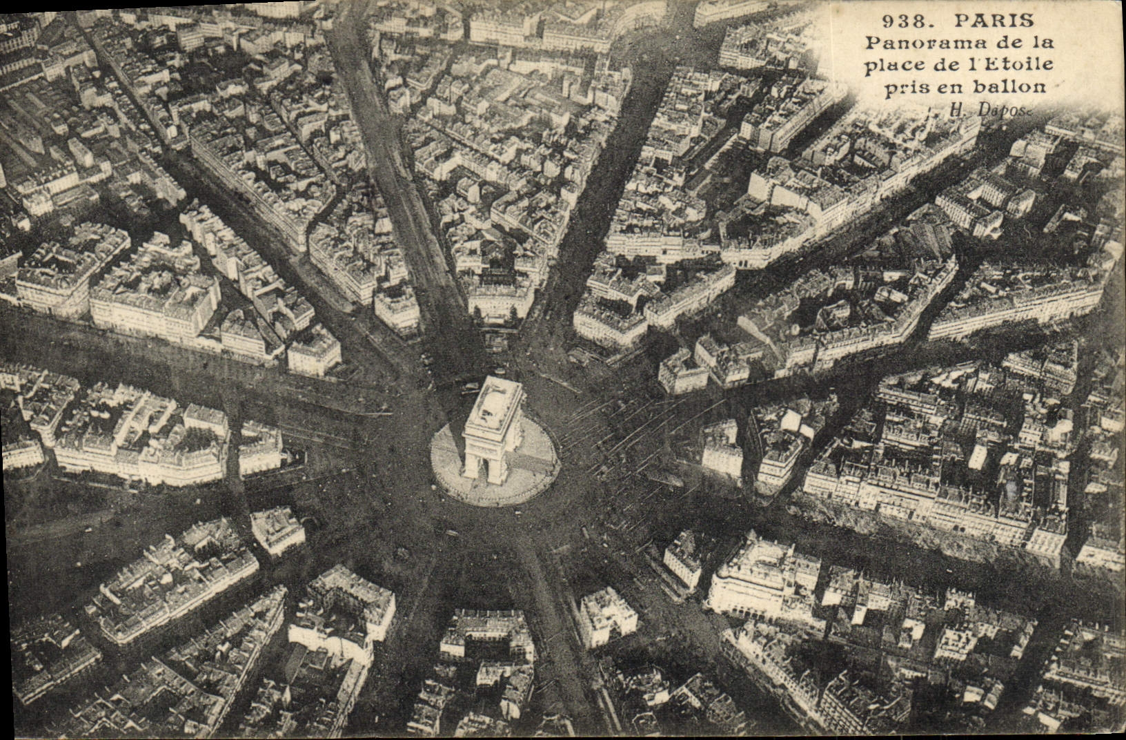 CPA Paris Panorama de la place de l'Etoile prise en ballon