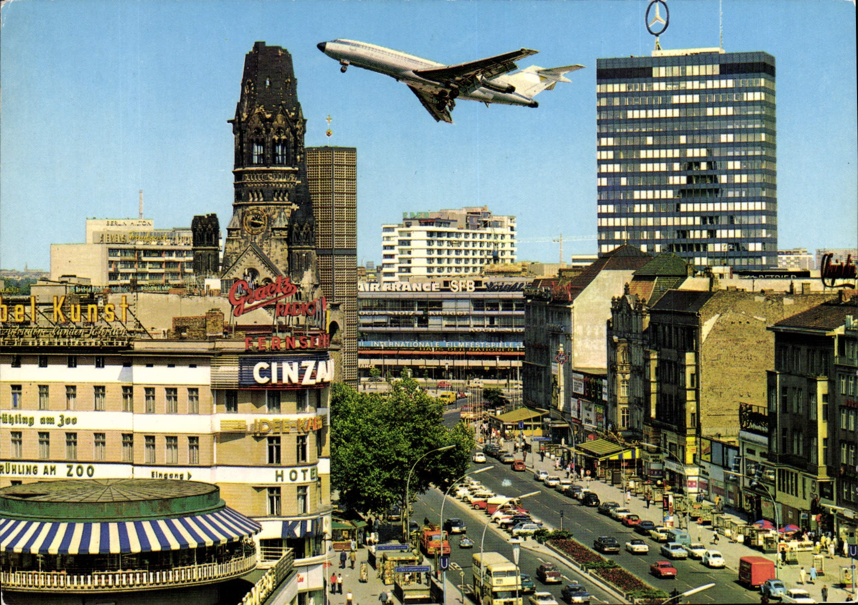CPA Avion Aviation Berlin Kurfurstendamm Mercedes Benz