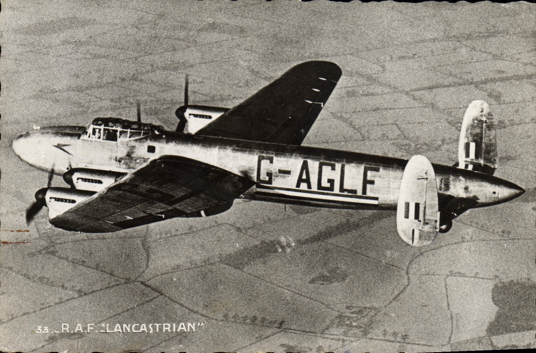 VINTAGE POSTCARD Plane Aviation RAF Lancastrian