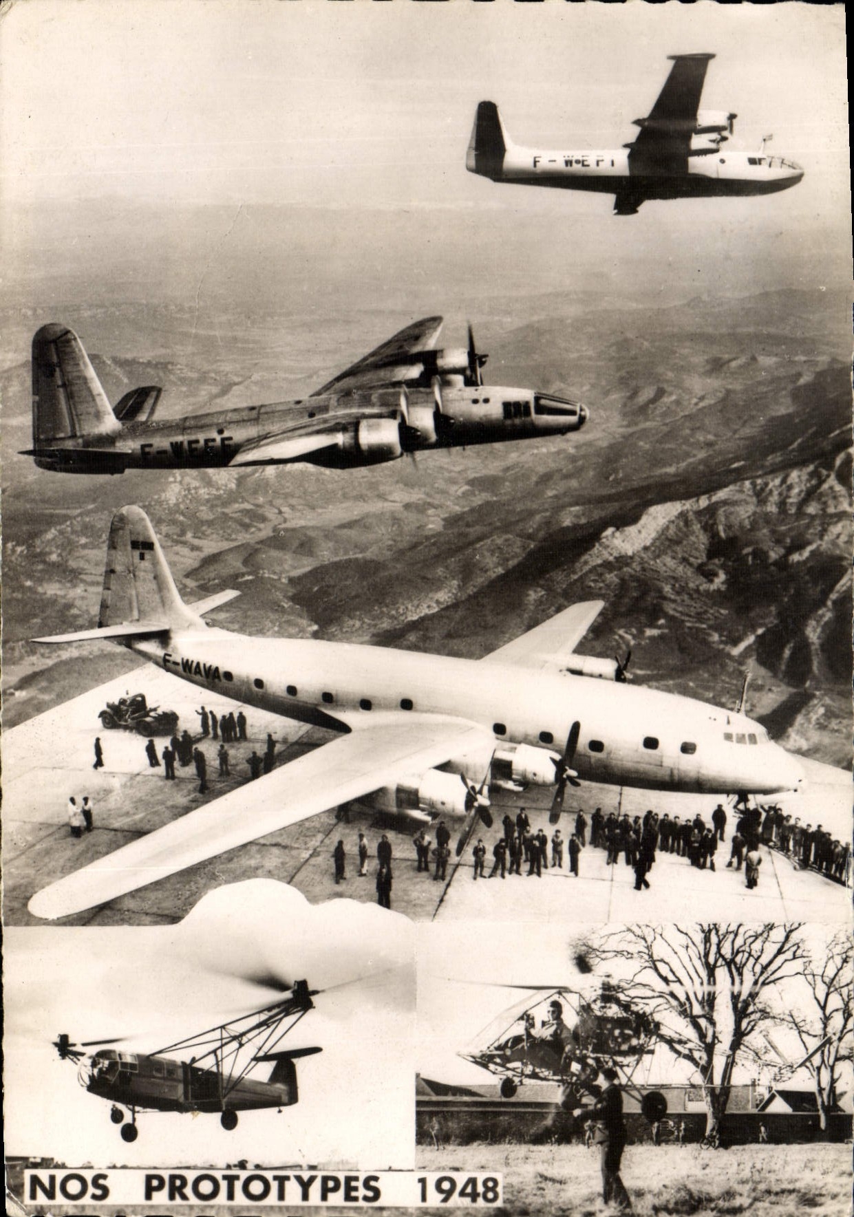 La aviación del plano de la POSTAL de la VENDIMIA nuestro helicóptero 1948 de los prototipos Jorte Hereil desea 1949