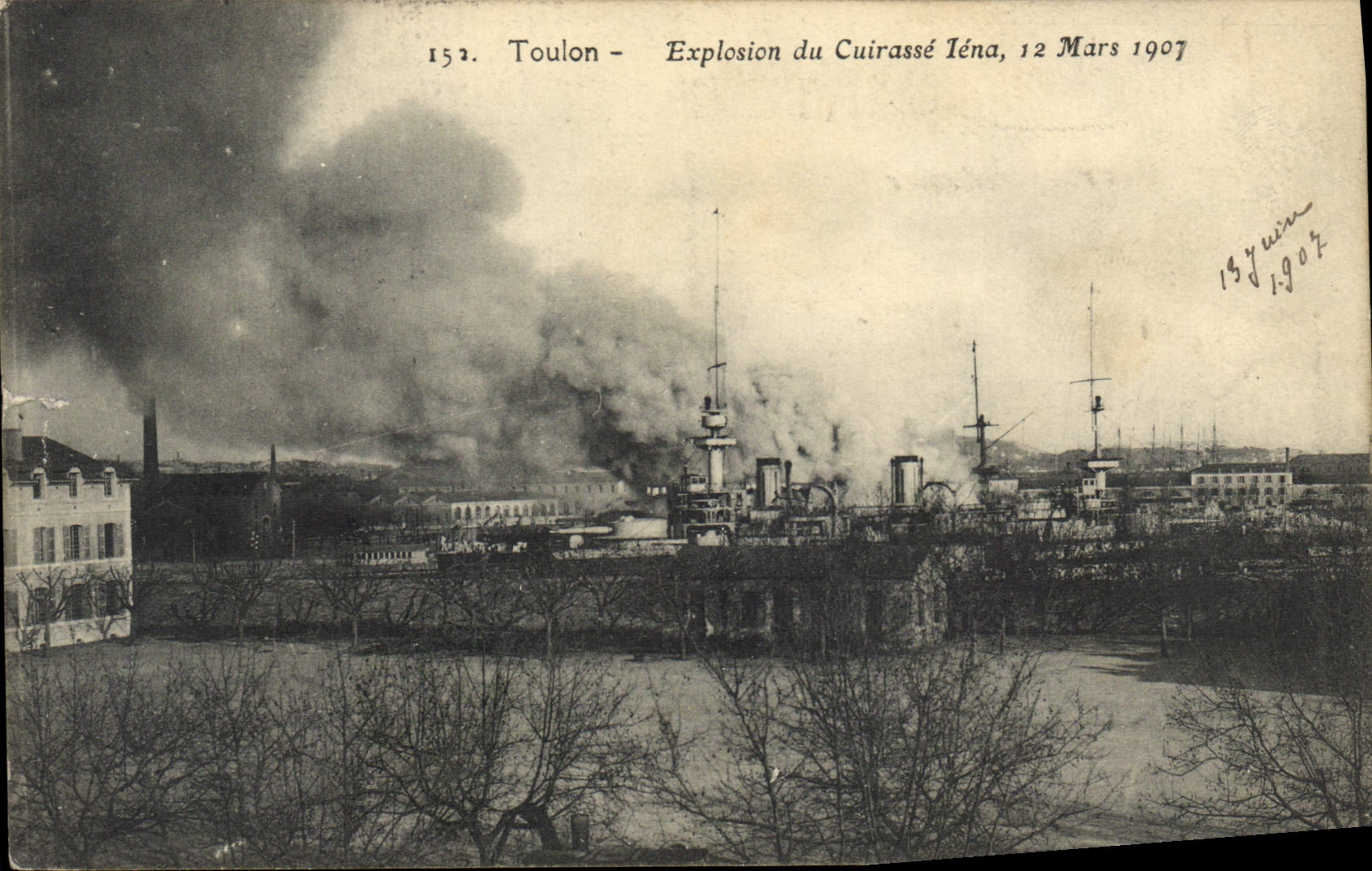 CPA Bateau Guerre Toulon Explosion du cuirasse Iena 12 mars 1907