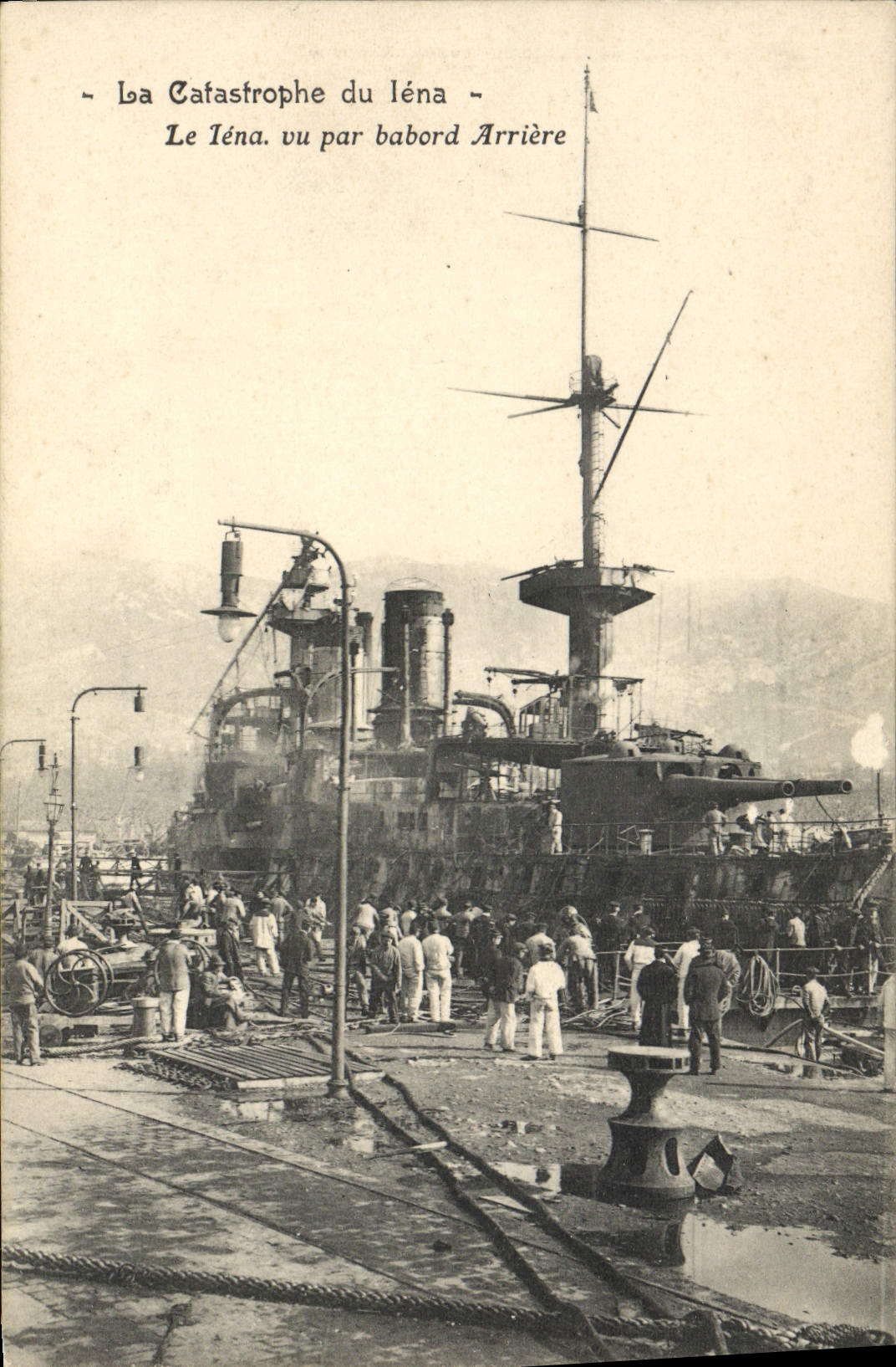 VINTAGE POSTCARD Boat War the catastrophe of Iena seen by Back port side