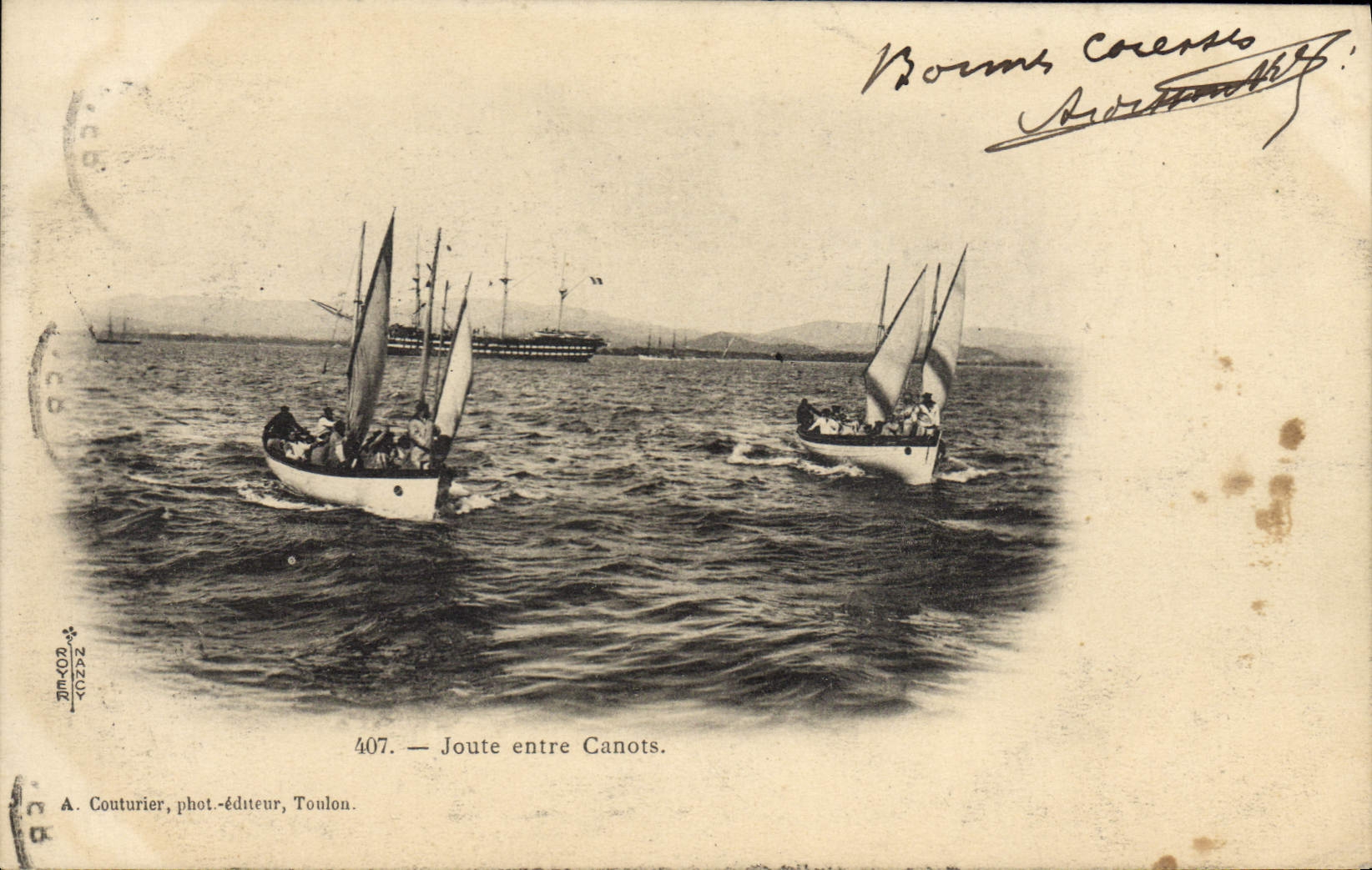 VINTAGE POSTCARD Boat War Tournament between boats