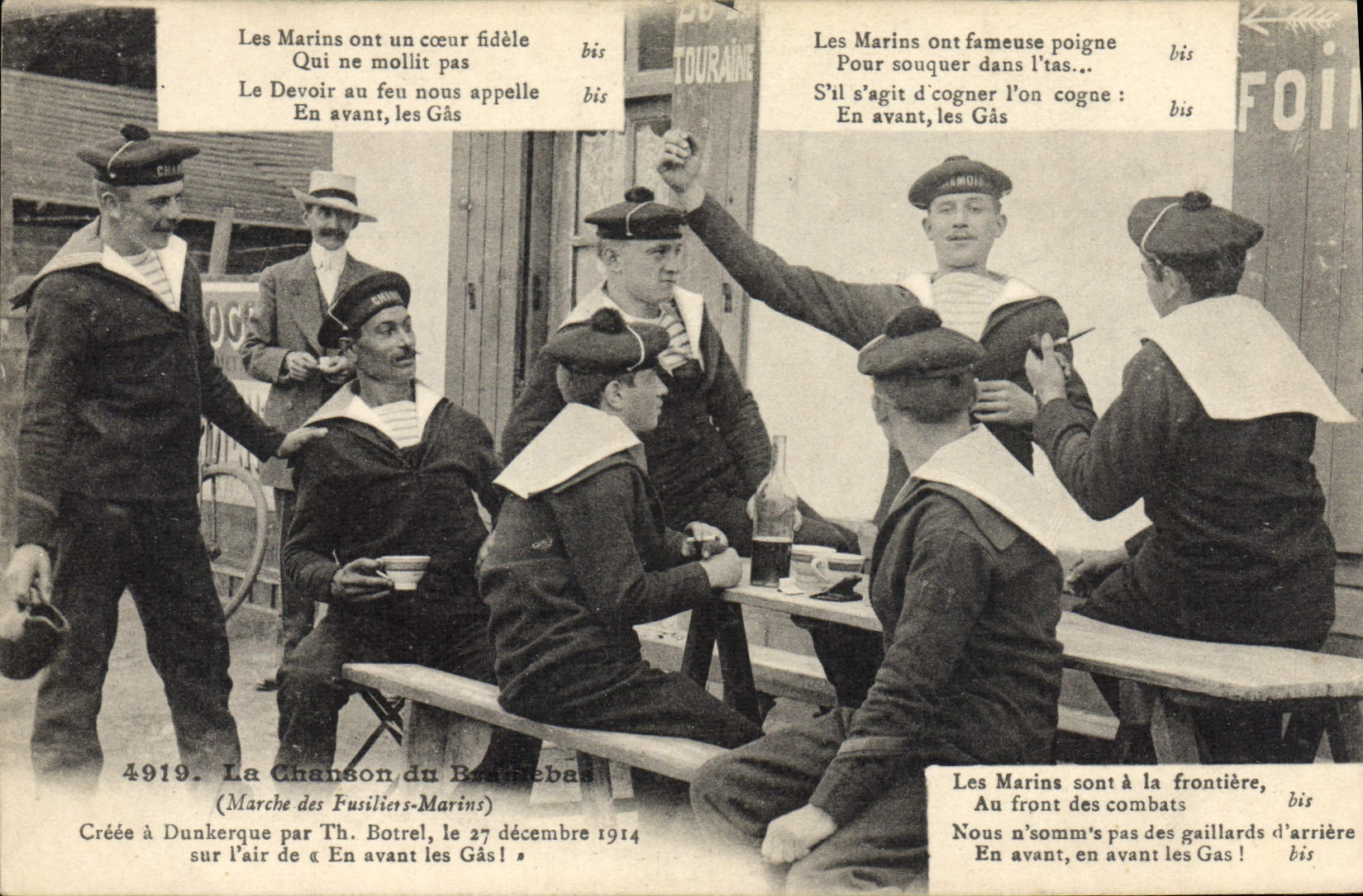 VINTAGE POSTCARD Boat War Marine Sailors the song of the branlebas