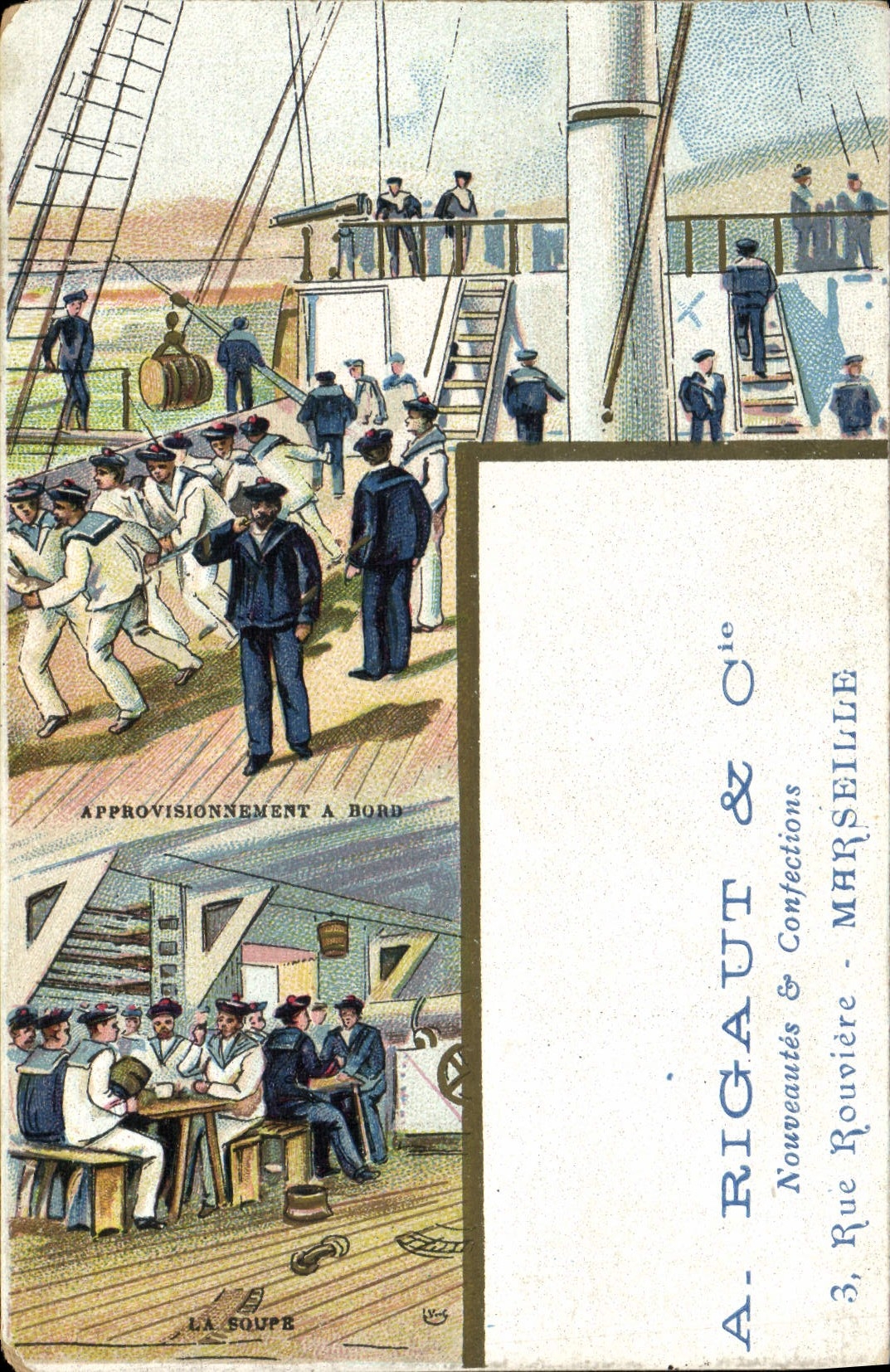 VINTAGE POSTCARD Marins has Rigaut Rue Rouviere Marseilles