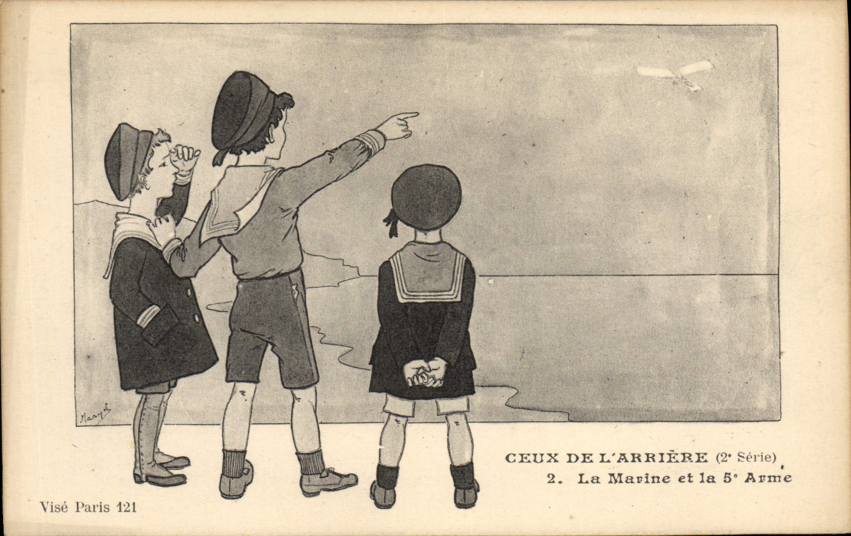 VINTAGE POSTCARD Marine Those of late the navy and the 5th weapon Children