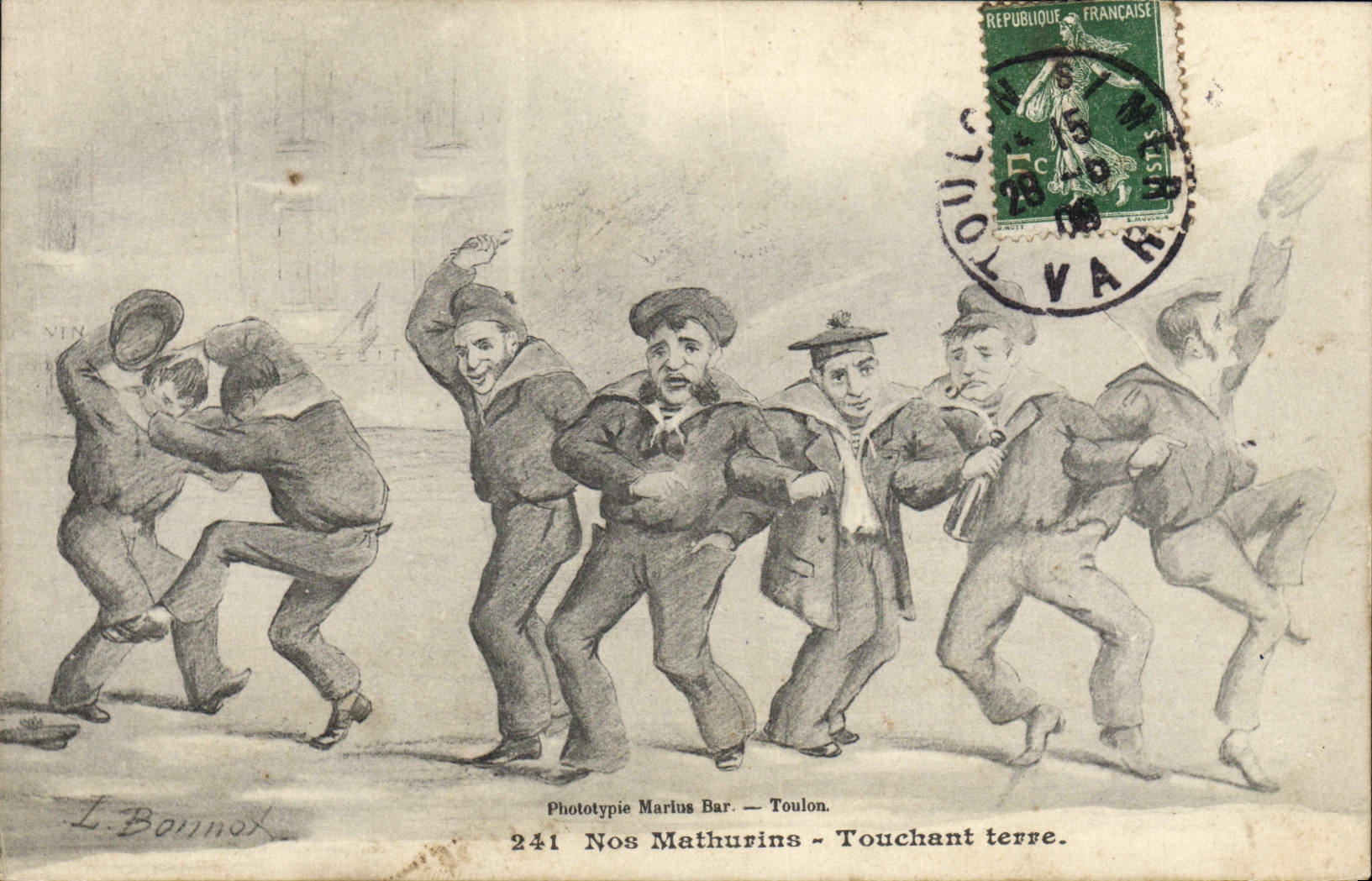 VINTAGE POSTCARD Marine Our Mathurins Concerning ground