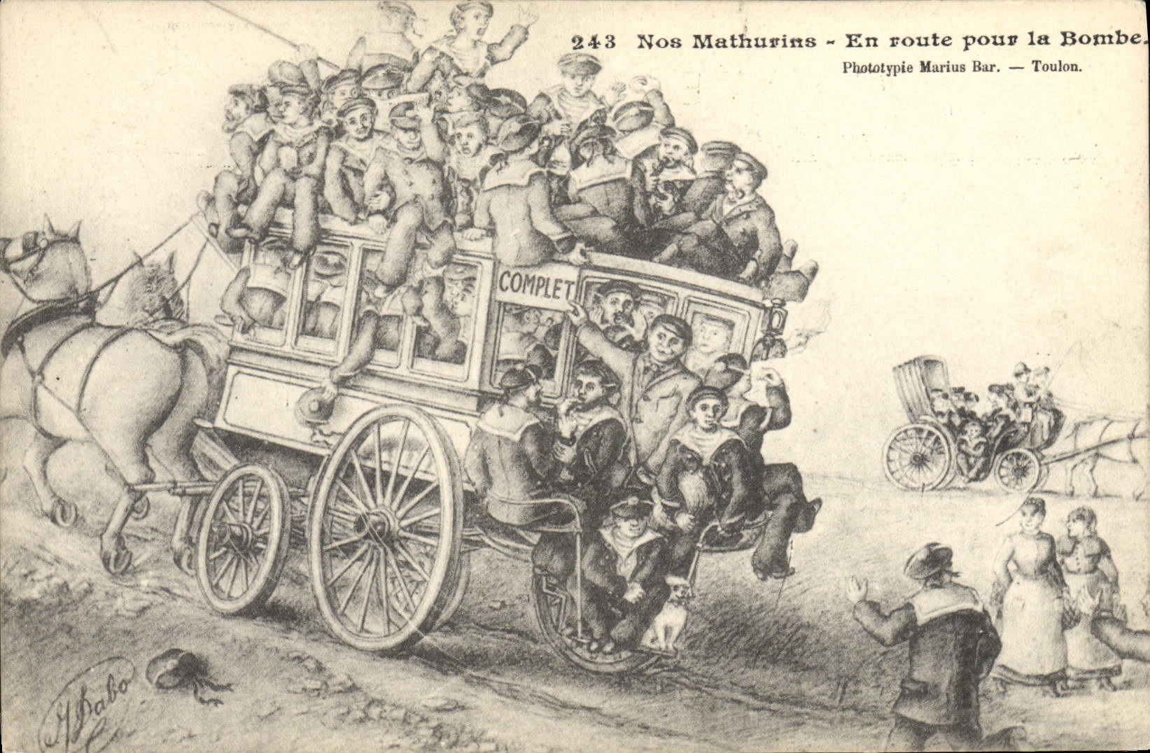 CPA Marins Nos Mathurins En route pour la bombe Diligence Chevaux 