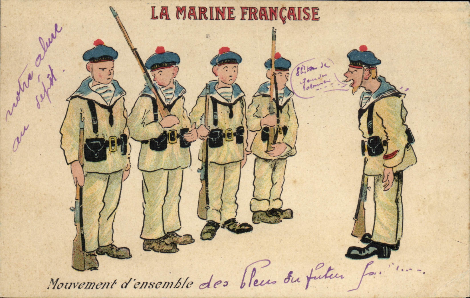 VINTAGE POSTCARD Marine French Navy overall Movement