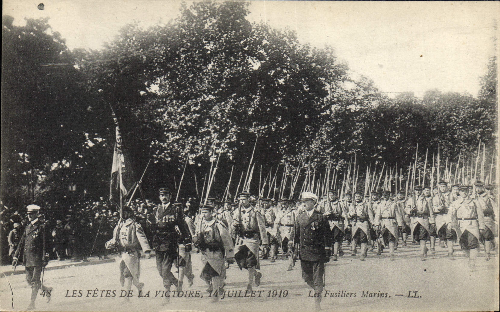 VINTAGE POSTCARD festivals of the victory July 14th, 1919 the Marine fusiliers Militaria