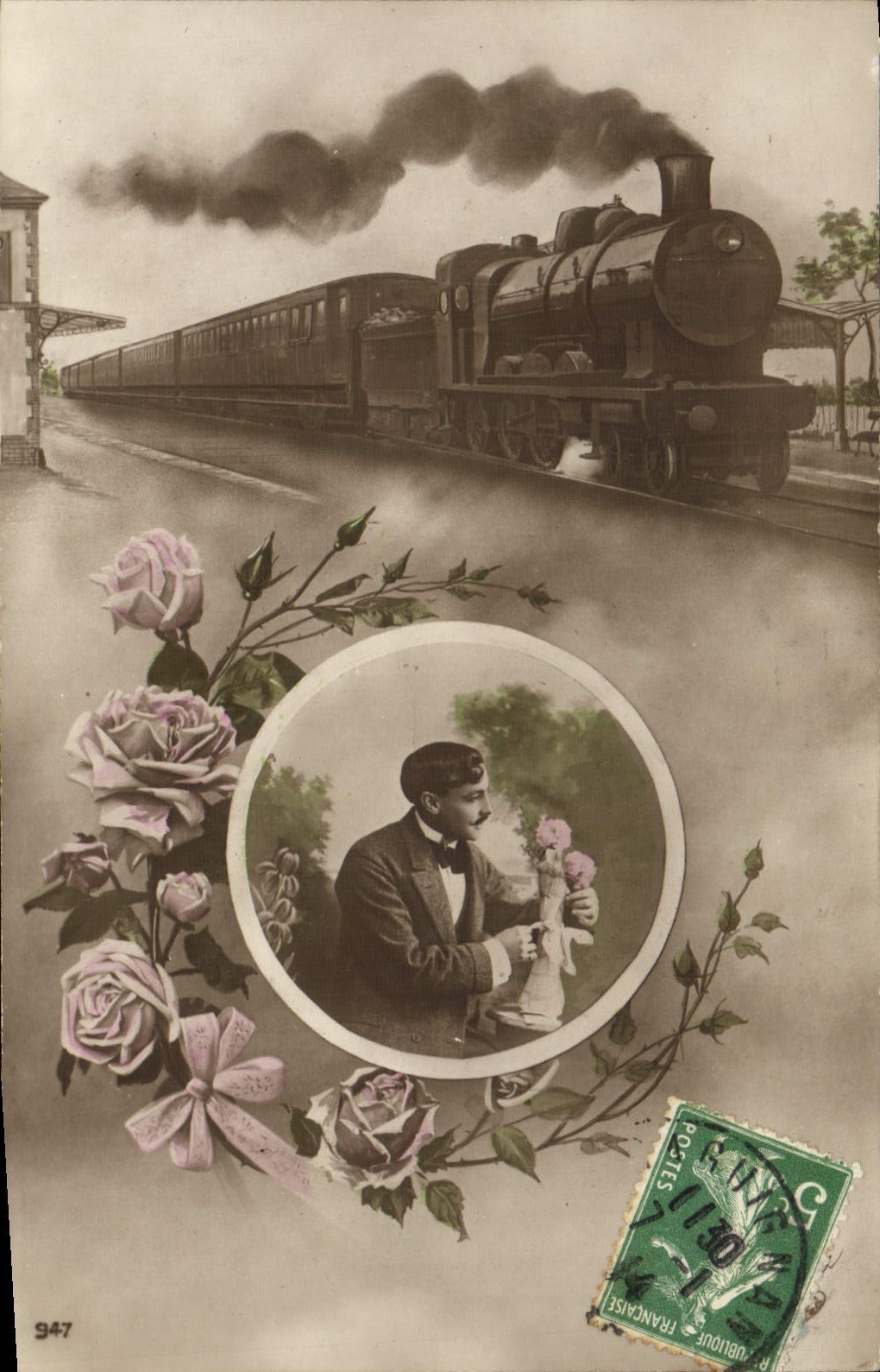 CPA Fantaisie Homme Train