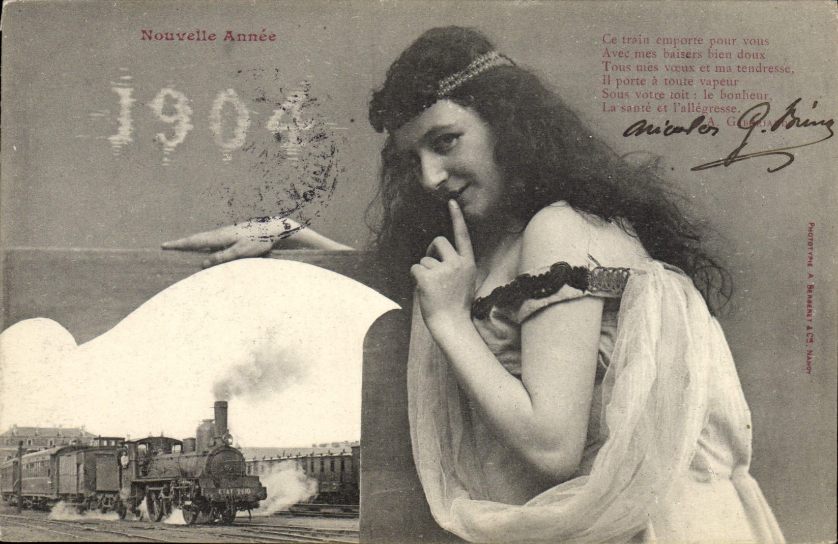 CPA Fantaisie Femme Train