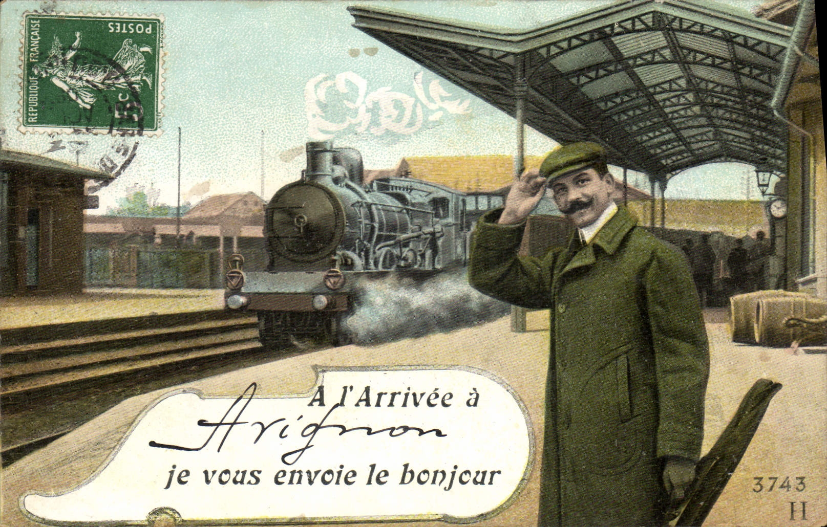 CPA Fantaisie Homme Avignon Train