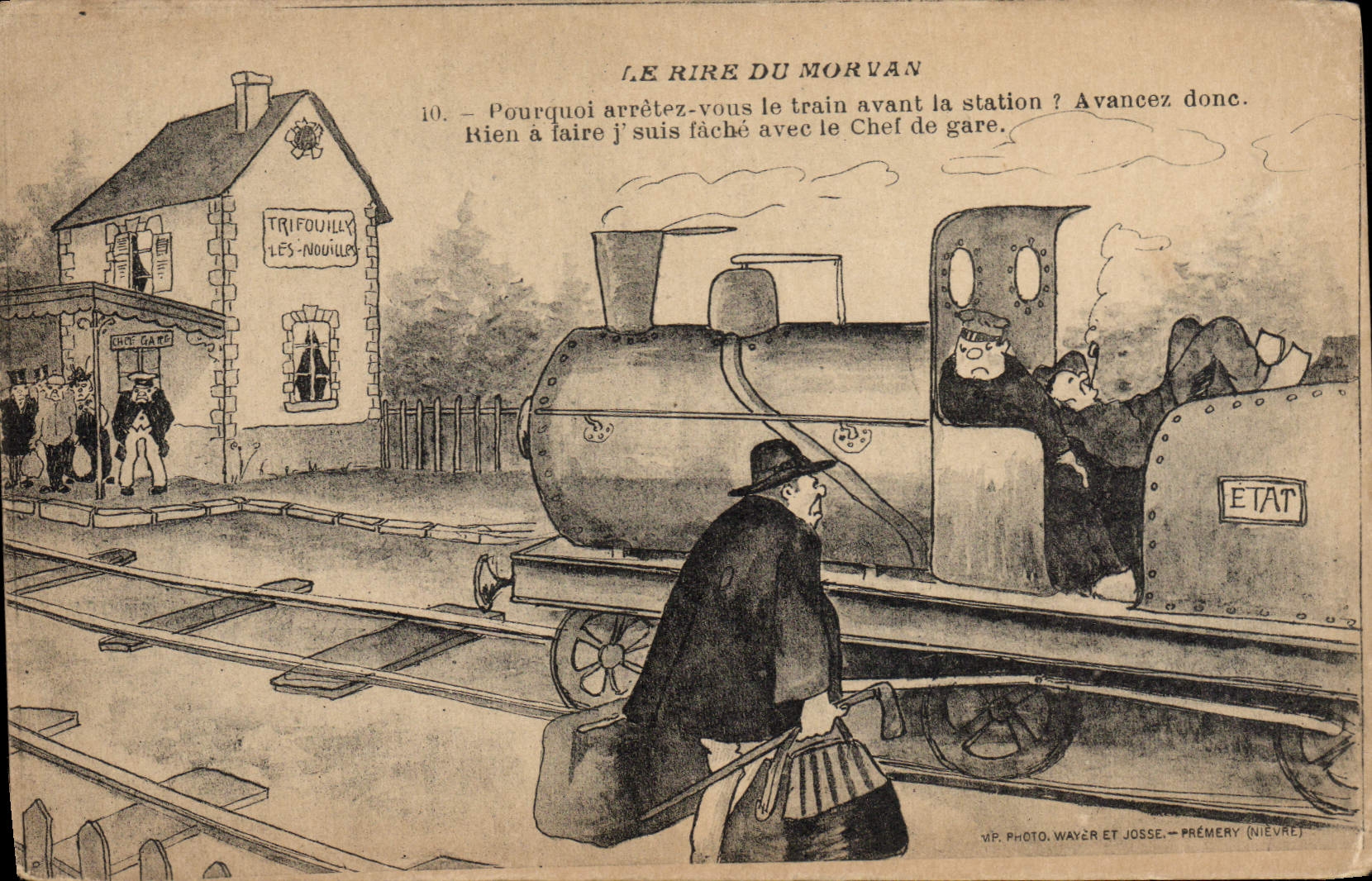 CPA Train Le rire du Morvan Trifouilly les nouilles