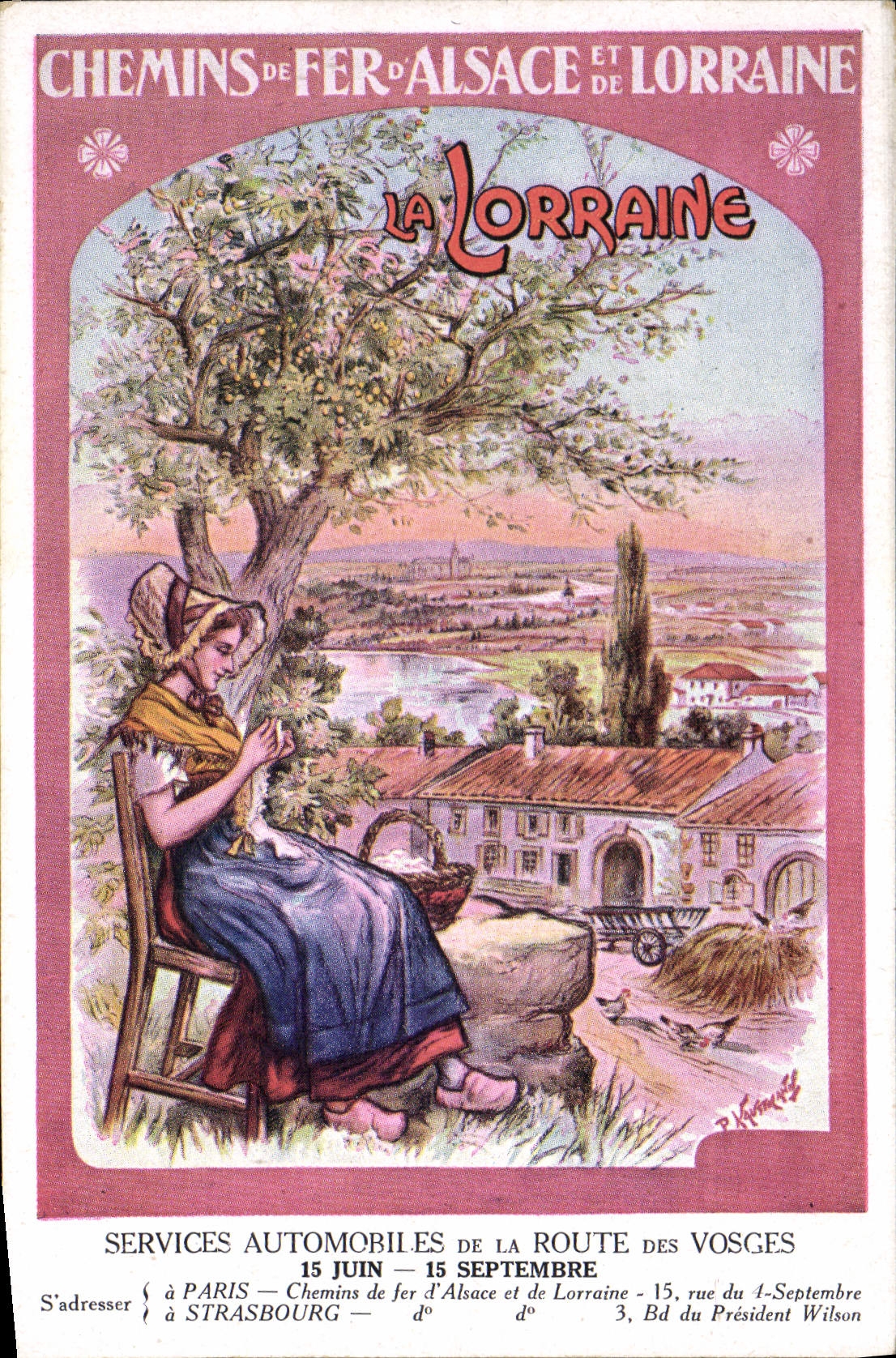 VINTAGE POSTCARD Train Railroads of Alsace and Lorraine Road of the Vosges