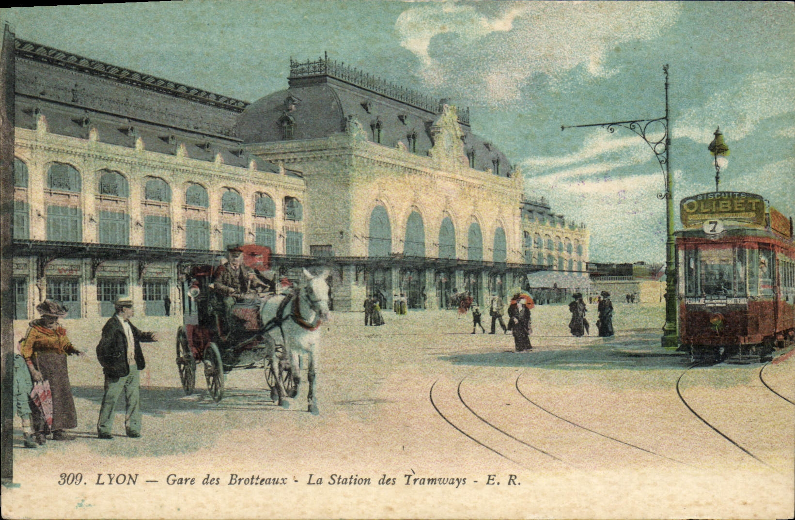Parques de Lyon del tranvía de la POSTAL de la VENDIMIA de Brotteaux la estación de las galletas de Cheval Olibet de las tranvías