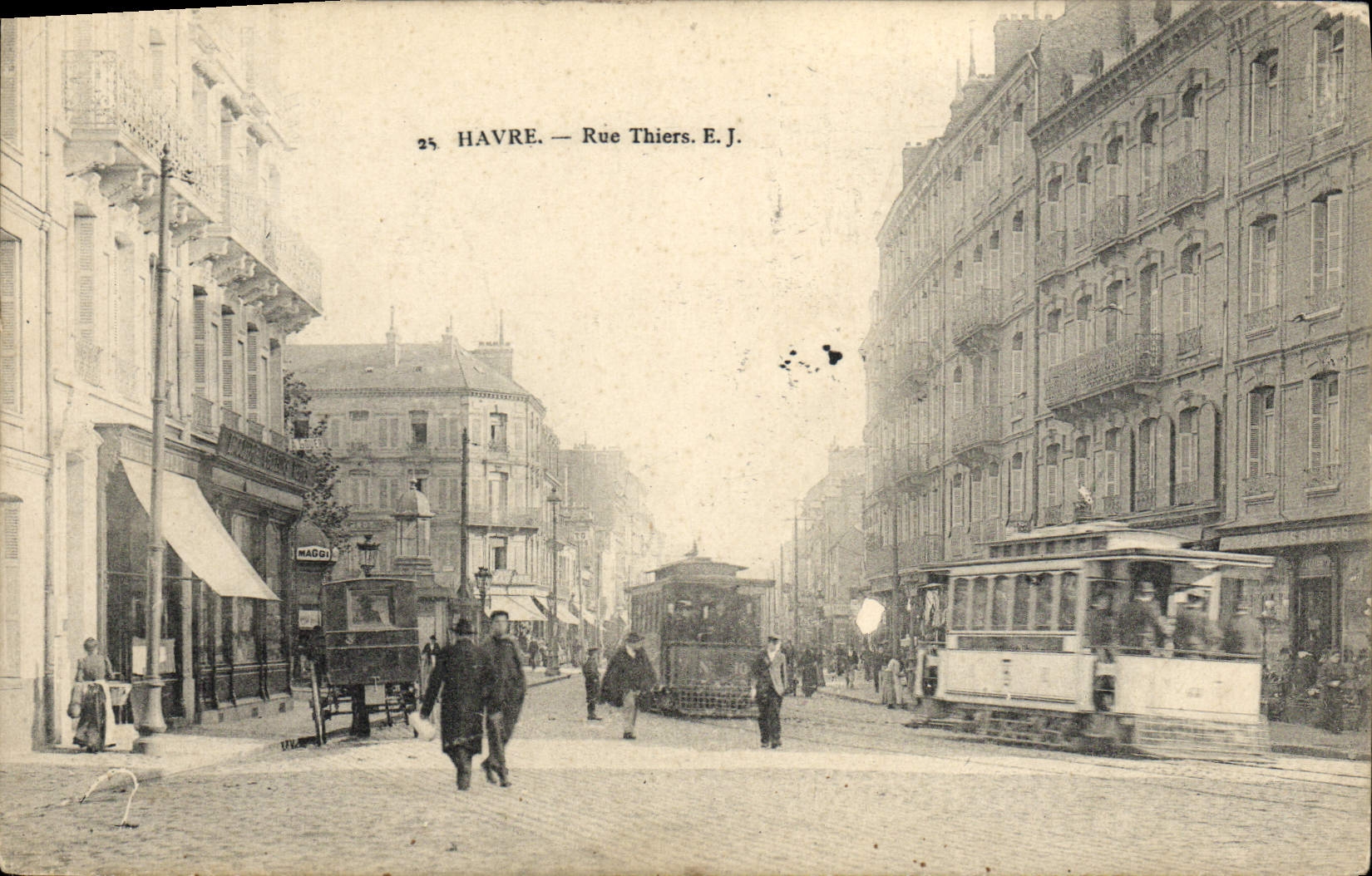 CPA Tramway Havre Rue Thiers 