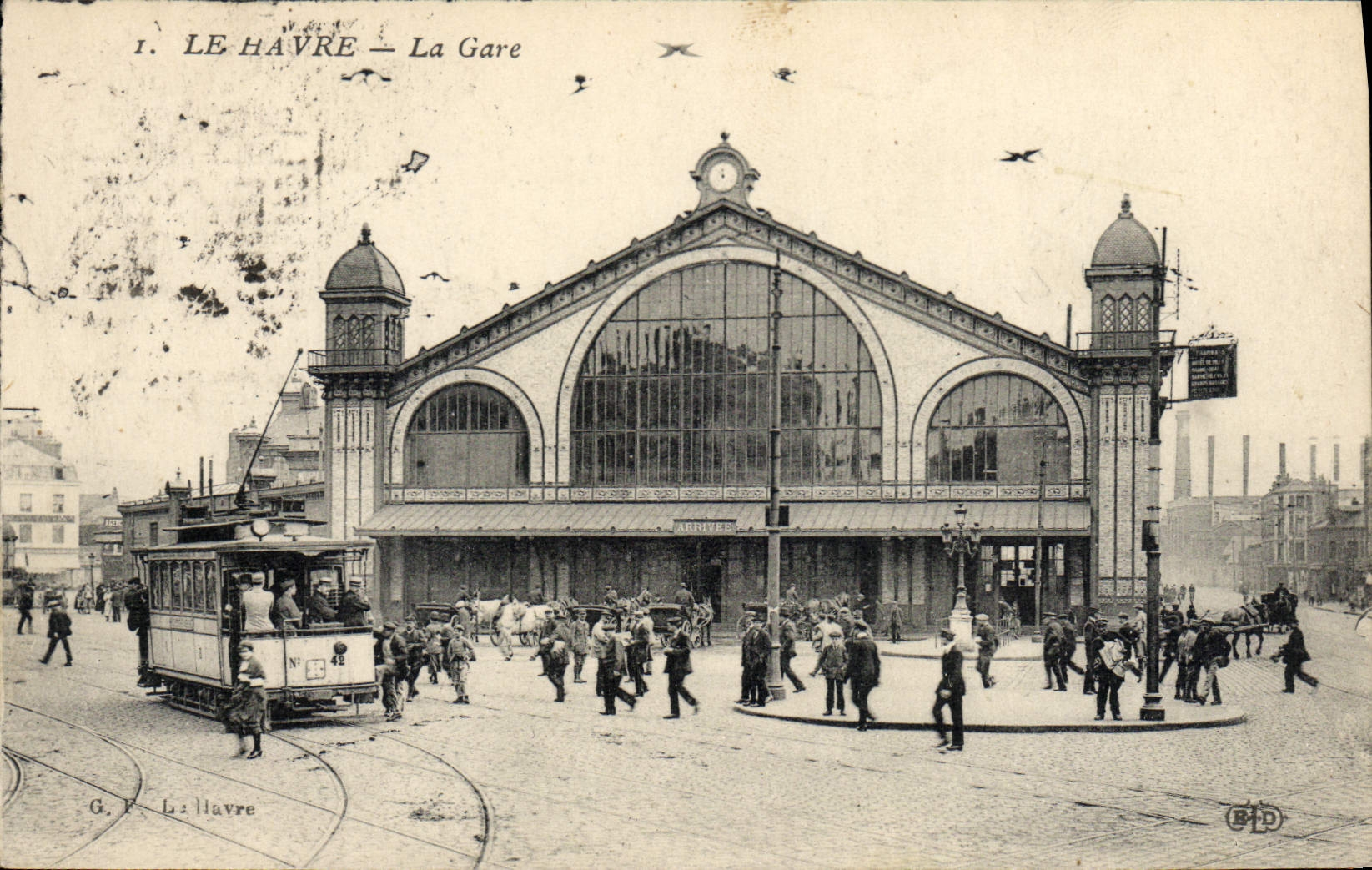 Estación de tren de Le Havre de la tranvía de la POSTAL de la VENDIMIA
