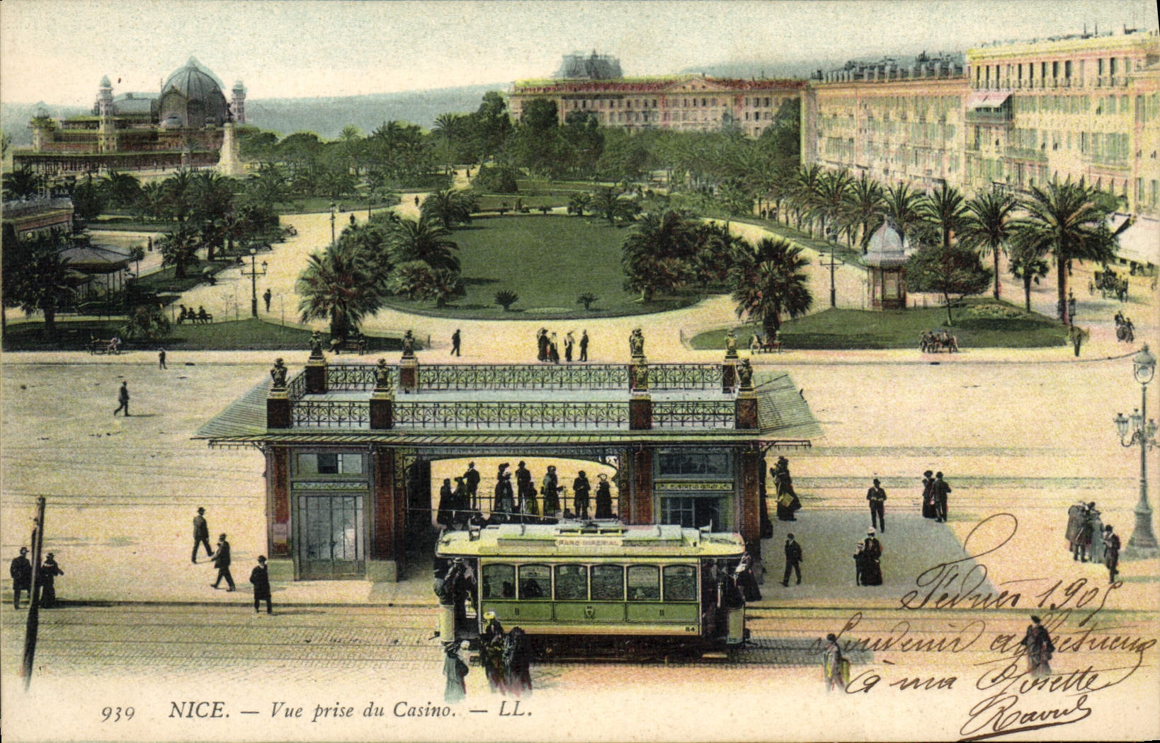 CPA Tramway Nice Vue prise du casino