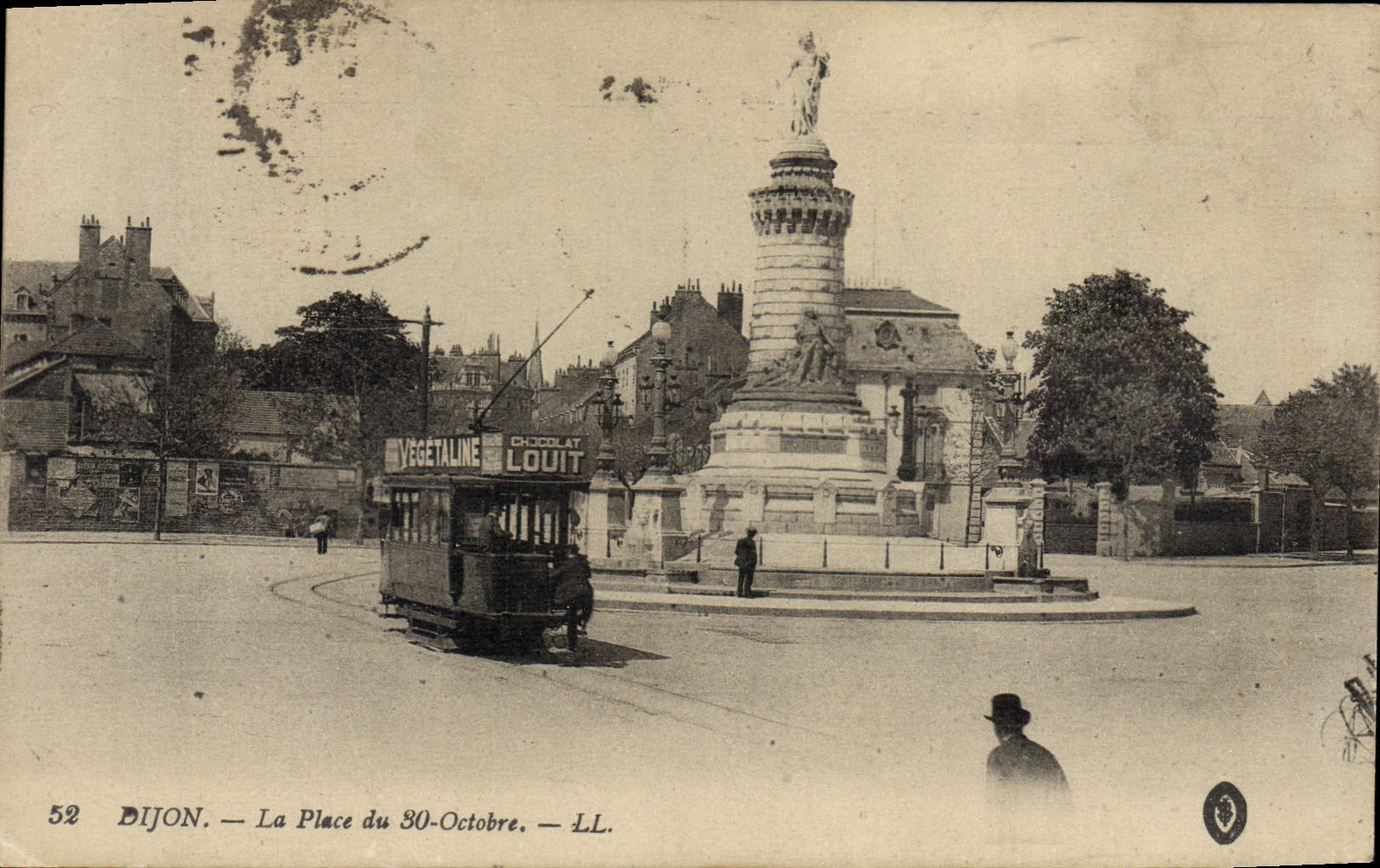 Tranvía de Dijon de la POSTAL de la VENDIMIA el lugar del louit del chocolate del 30 de octubre