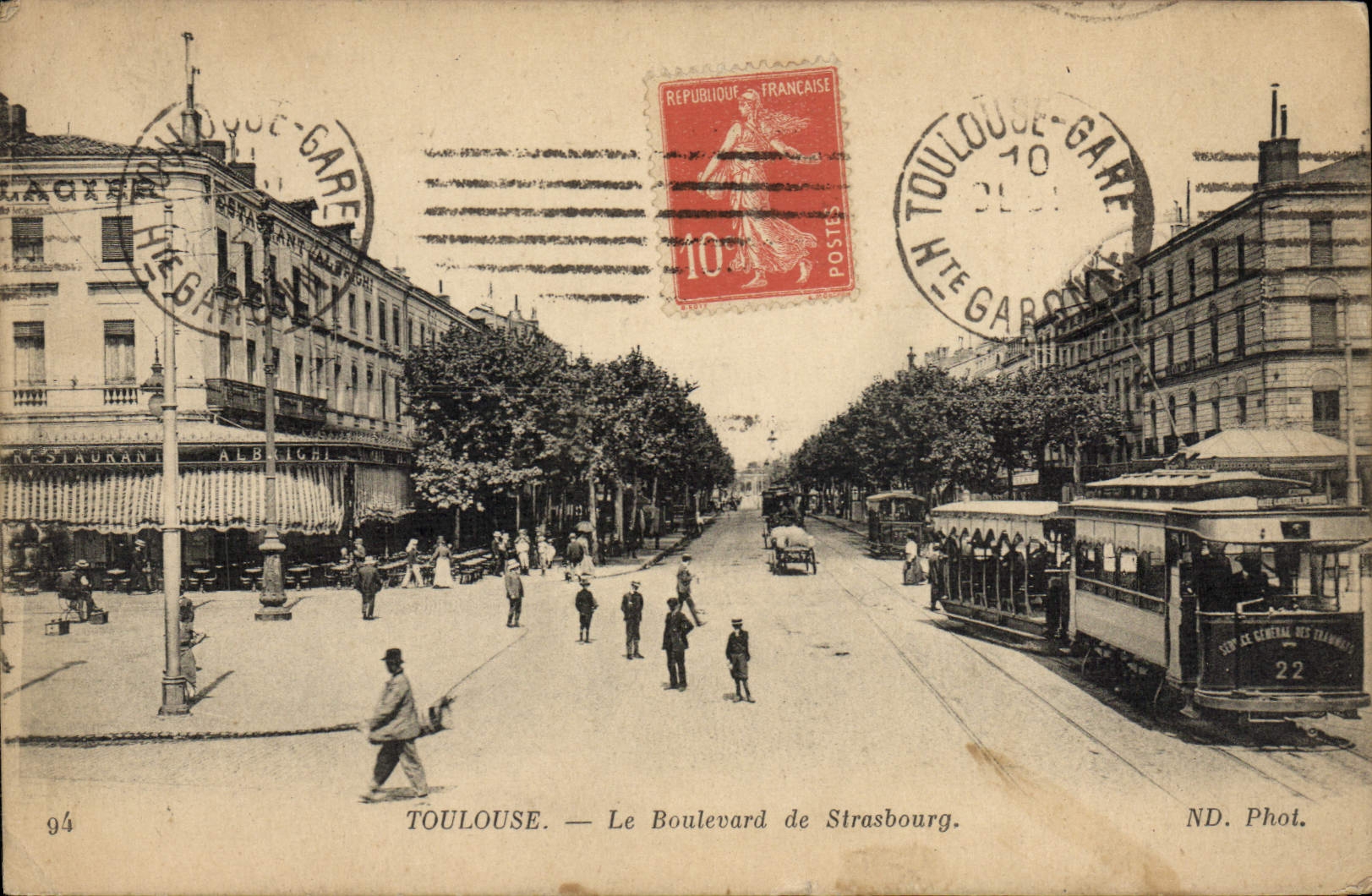 CPA Tramway Toulouse Le boulevard de Strasbourg