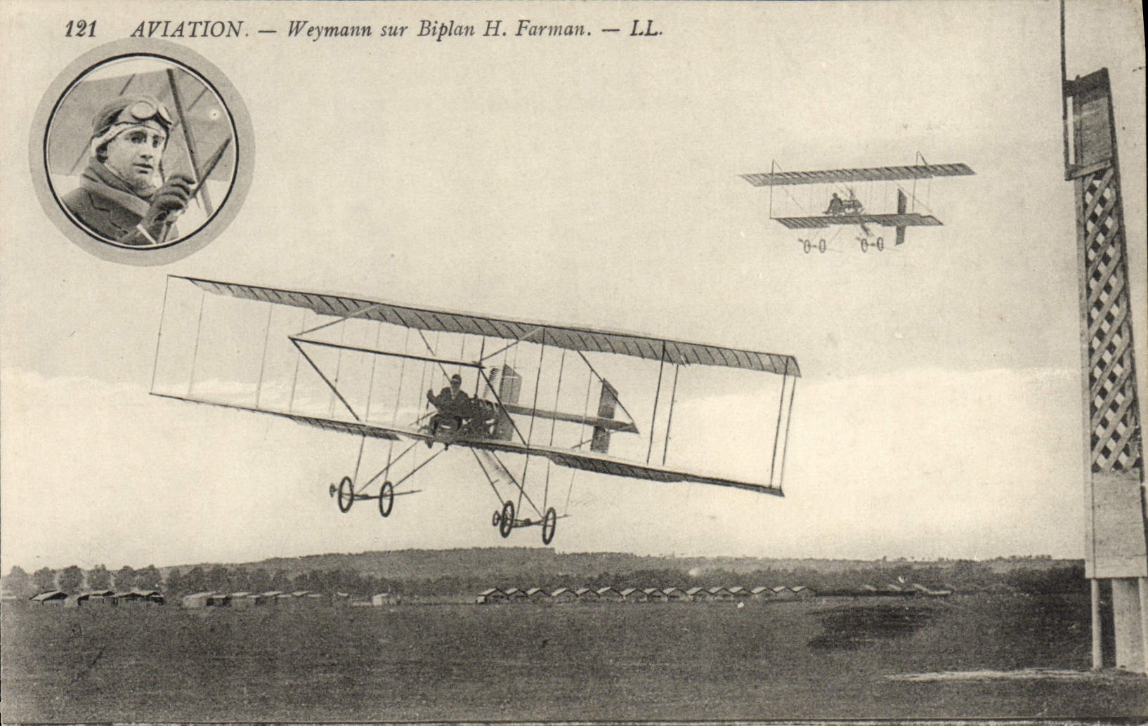 VINTAGE POSTCARD Plane Aviation Weymann Aviation on biplane H Farman