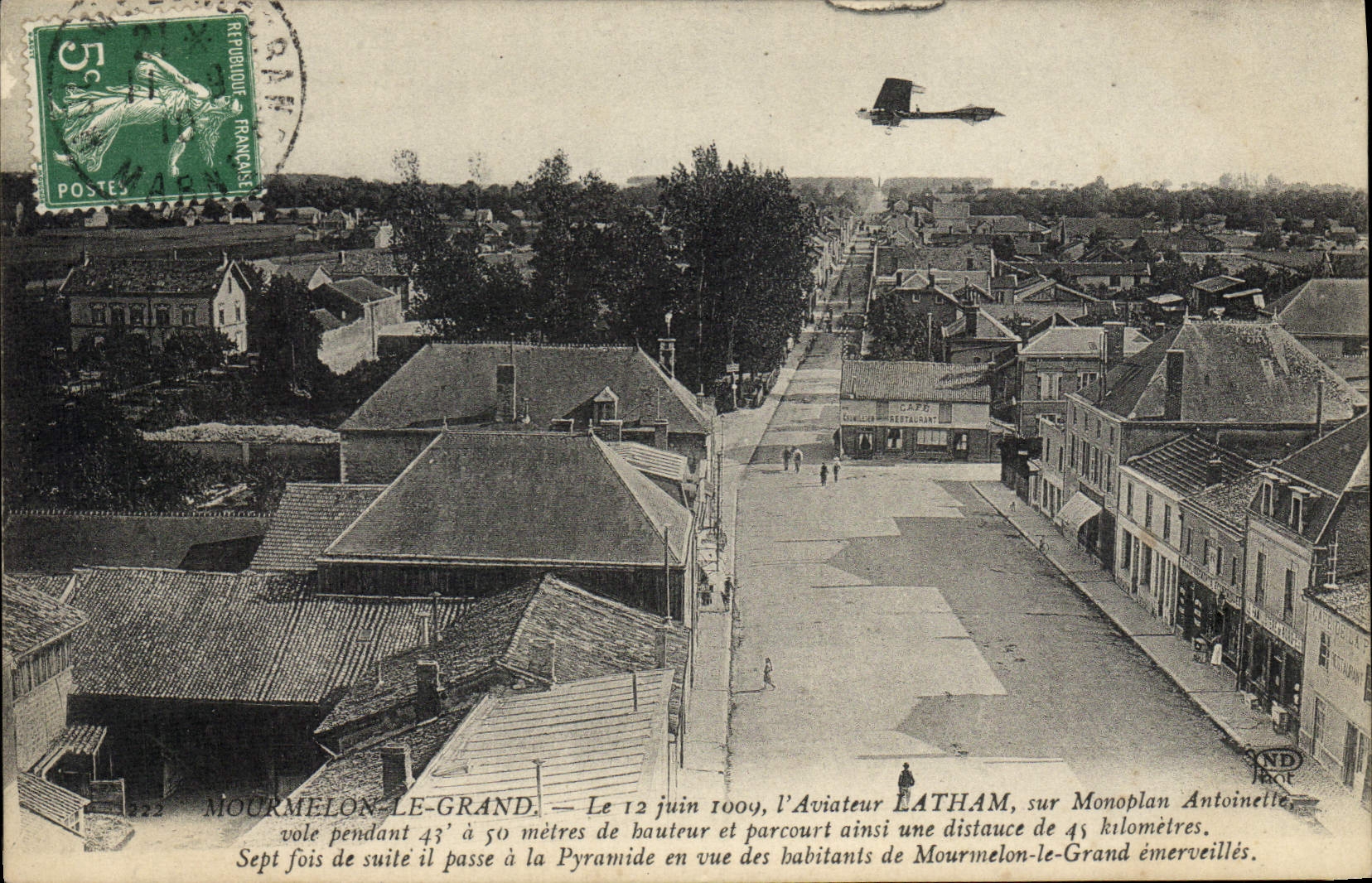 VINTAGE POSTCARD Plane Mourmelon Aviation Large Latham Monoplane Antoinette