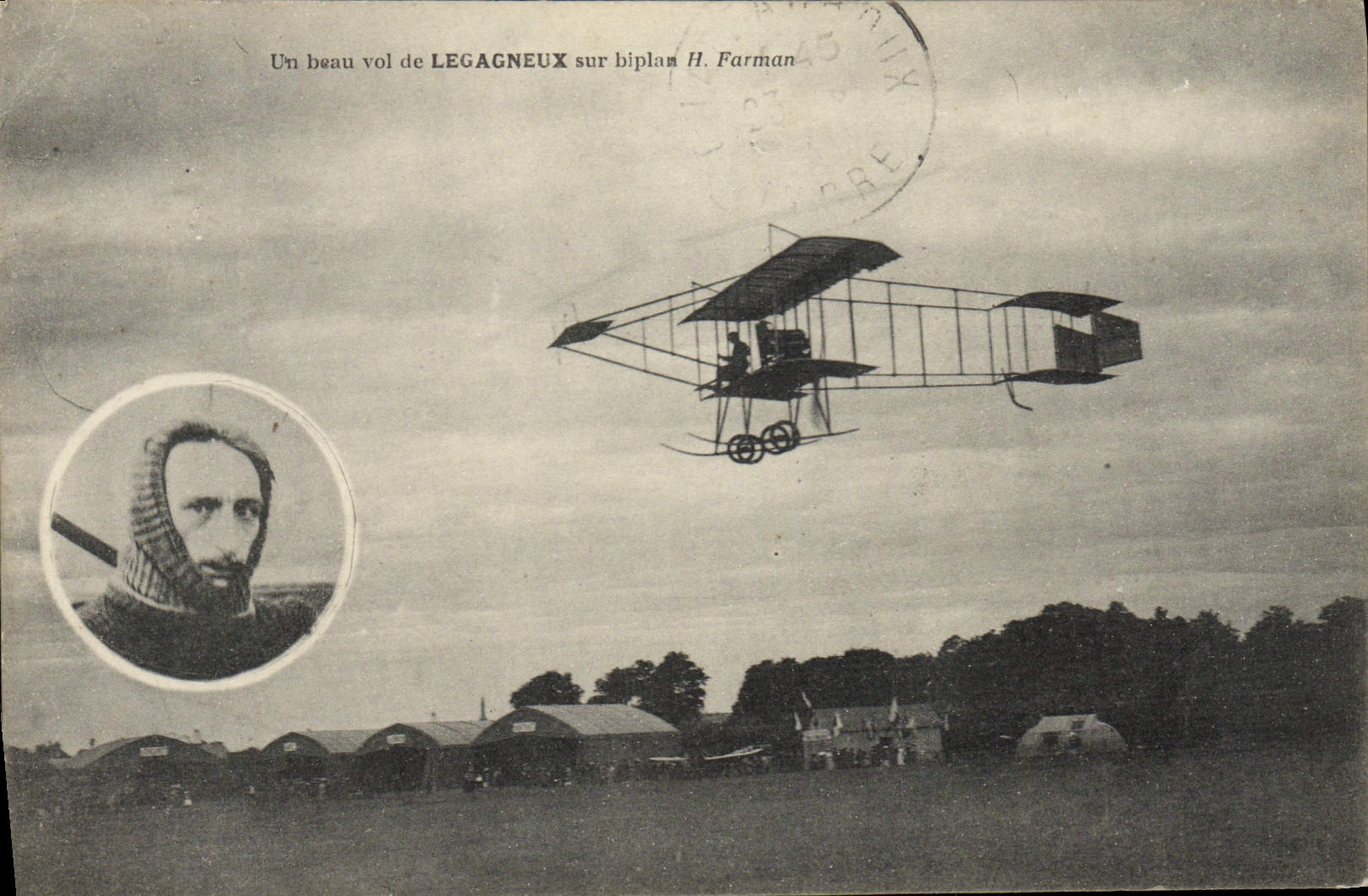 CPA Avion Aviation Un beau vol de Legagneux sur biplan H Farman