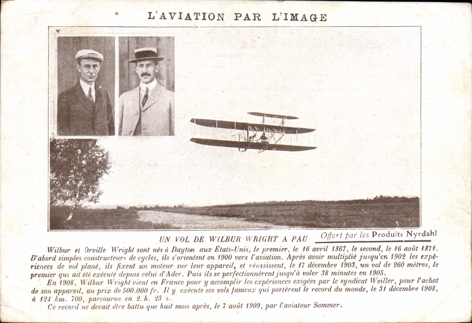 VINTAGE POSTCARD Avion Aviation a flight of Wilbur Wright has Pau