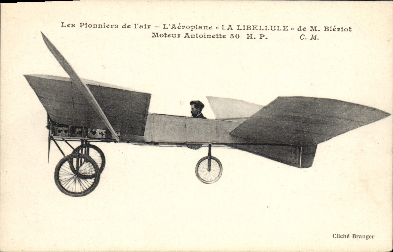 VINTAGE POSTCARD Plane Aviation Airplane the Dragonfly of Mr. Driving Bleriot Antoinette