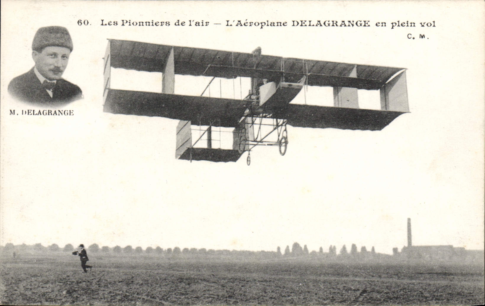 VINTAGE POSTCARD Plane Aviation Delagrange Airplane in full flight