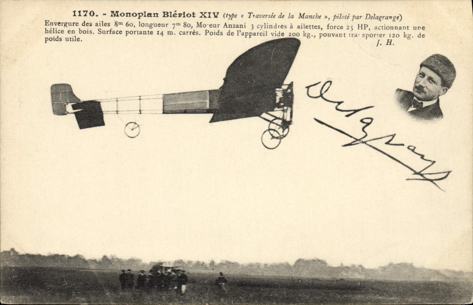 VINTAGE POSTCARD Plane Aviation Monoplane Bleriot XIV Crossing of the English Channel
