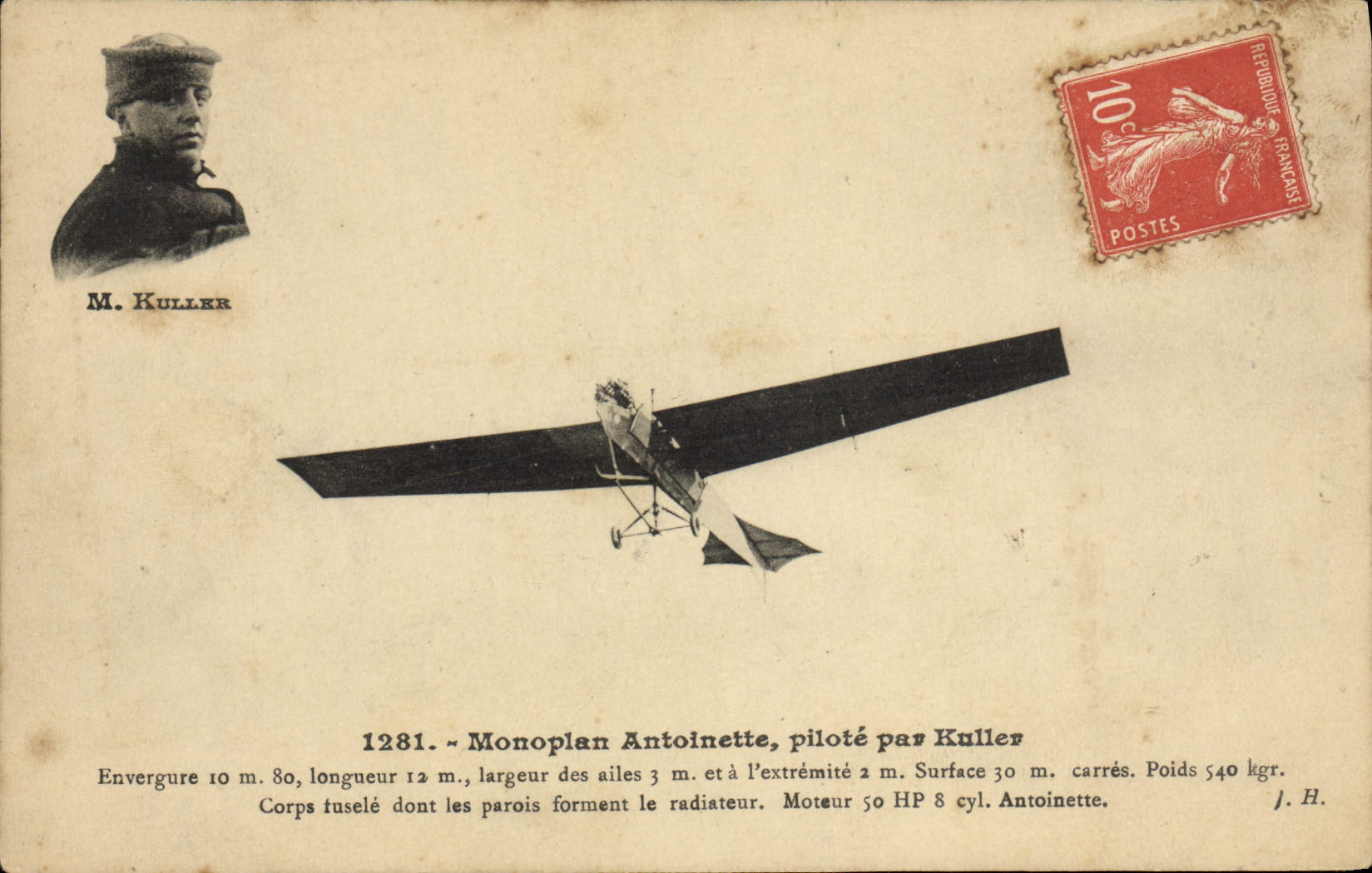 CPA Avion Aviation monoplan Antoinette pilote par Kuller