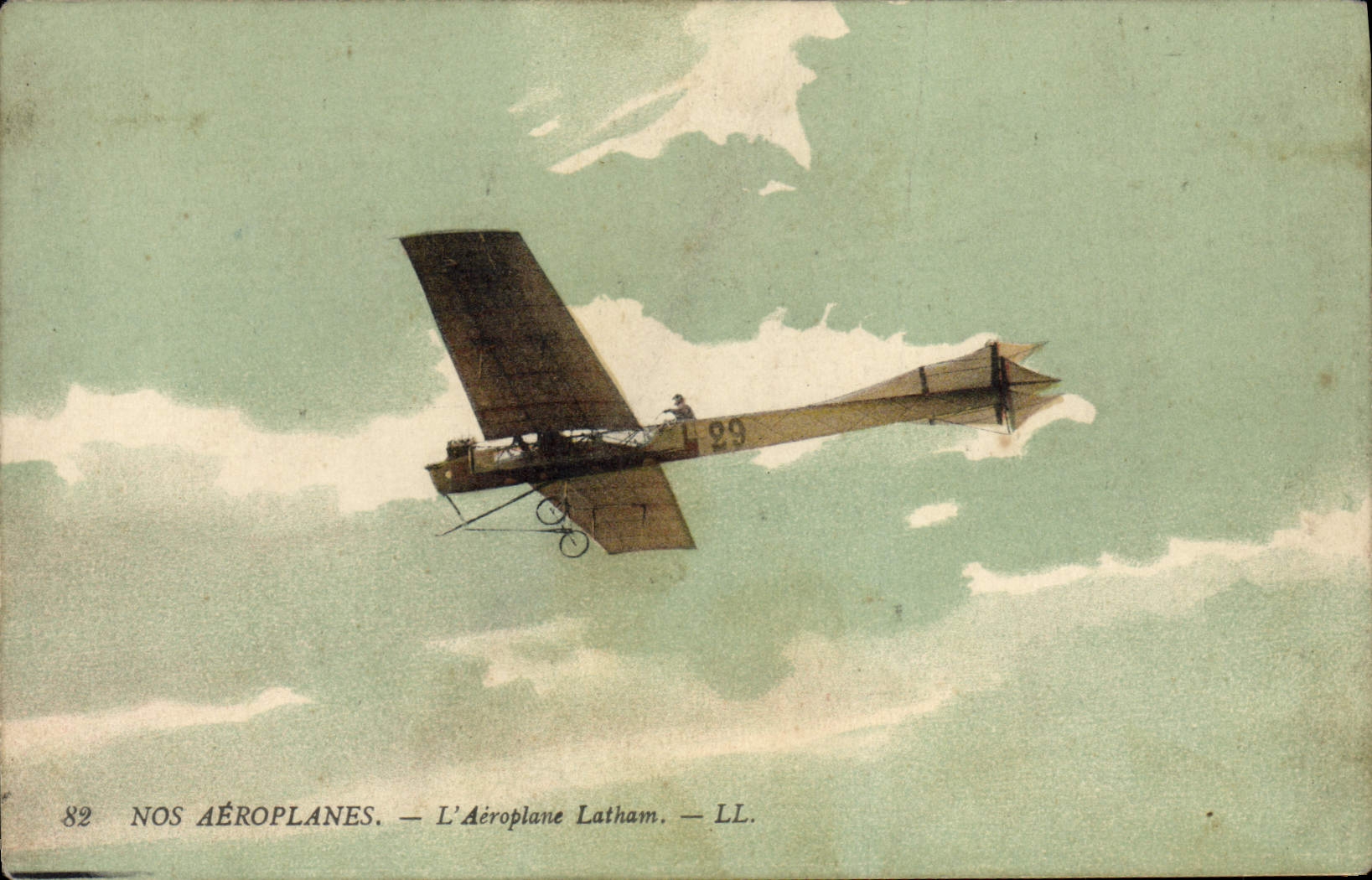 VINTAGE POSTCARD Plane Aviation Latham Airplane
