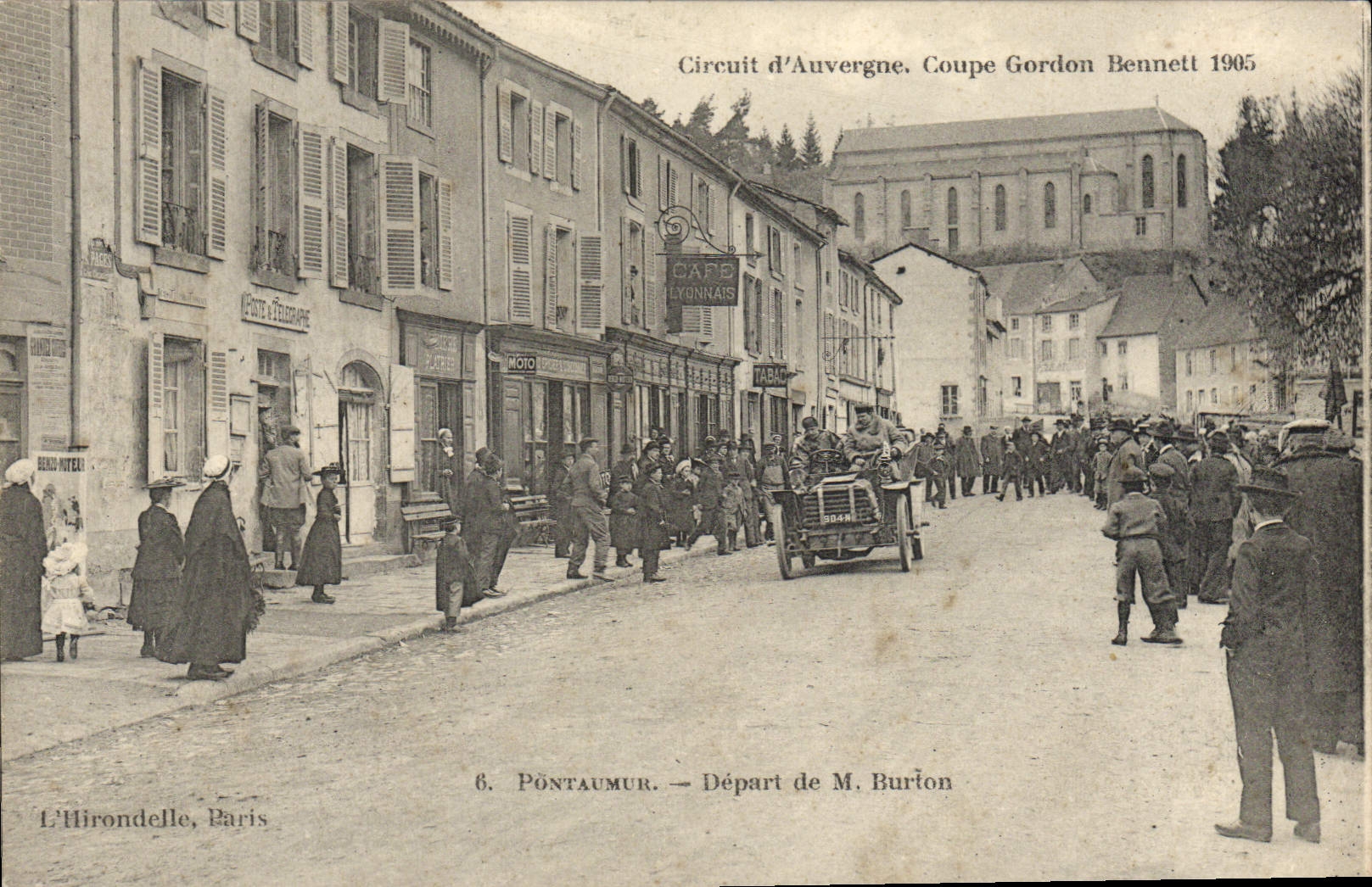 CPA Automobile Circuit d'Auvergne Coupe Gordon Bennett 1905 Pontaumur Depart de M Burton