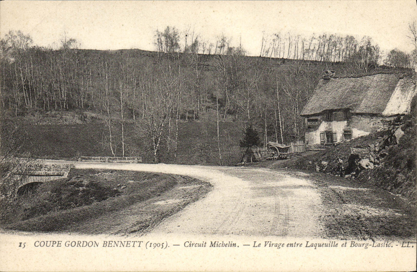 CPA Automobile Circuit d'Auvergne Coupe Gordon Bennett 1905 Circuit Michelin Le virage entre Laqueuille et Bourg Lastic