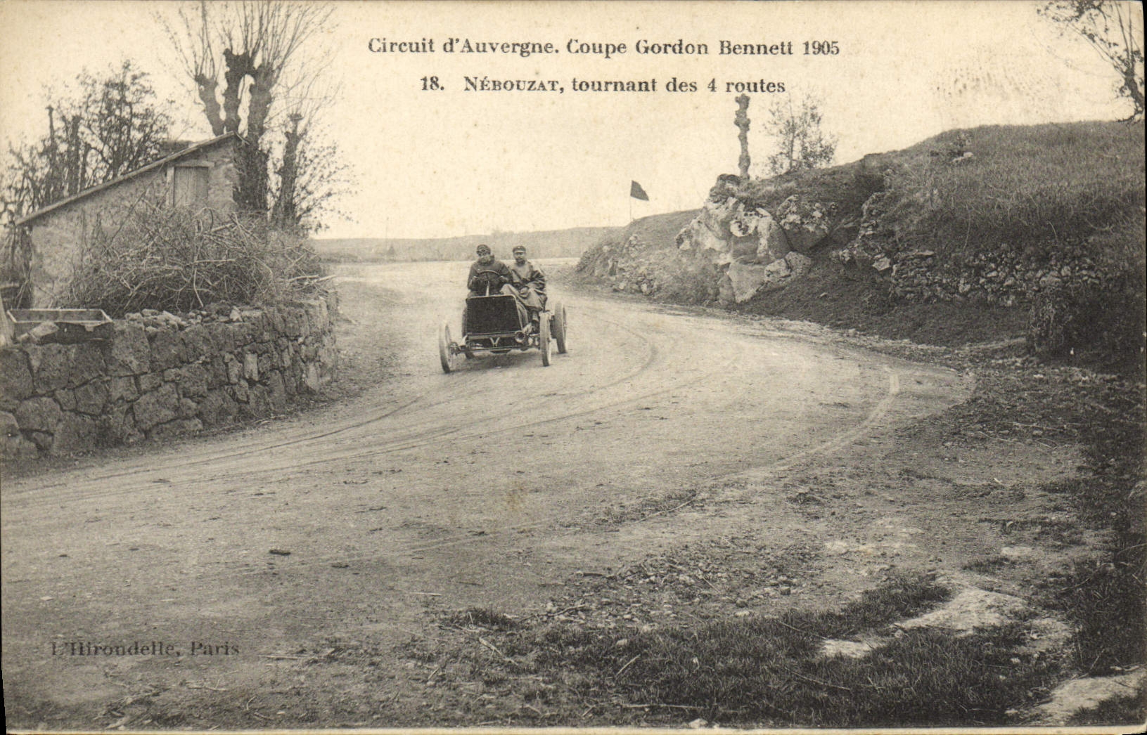 CPA Automobile Circuit d'Auvergne Coupe Gordon Bennett 1905 Nebouzat tournant des 4 routes