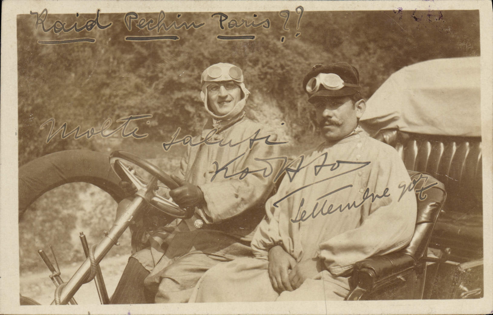 CPA Automobile Raid Pekin Paris Chine China Beijing Kodato Rossi Via Metastasio Milano