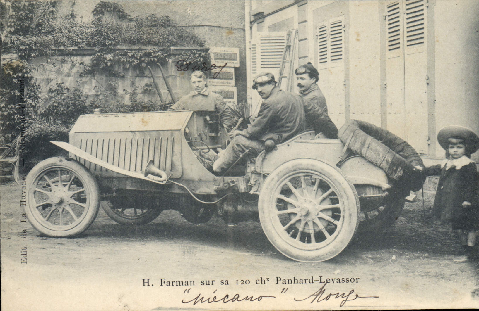 CPA Automobile H Farman sur sa 120 chevaux Panhard Levassor