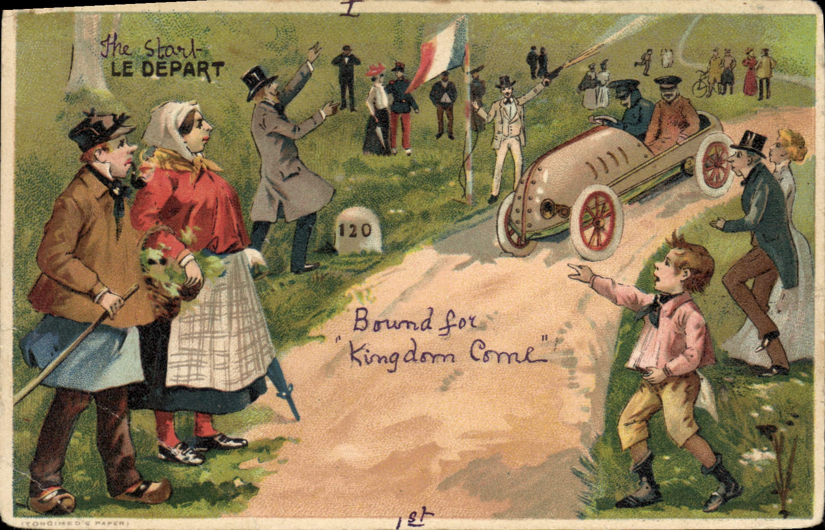 CPA Fantaisie Automobile Enfant Le depart