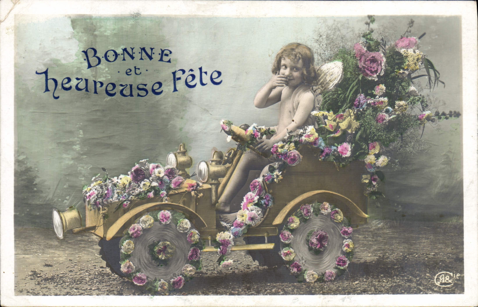 VINTAGE POSTCARD Automobile Fantasy Child Baby