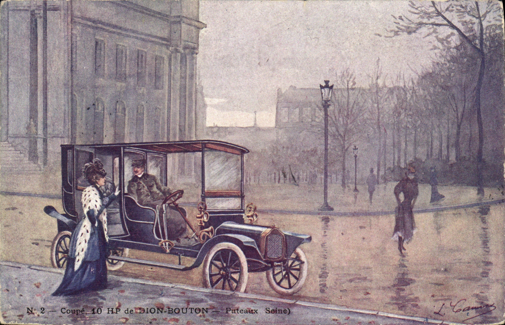 CPA Fantaisie Automobile Coupe 10 HP de Dion Bouton Puteaux 