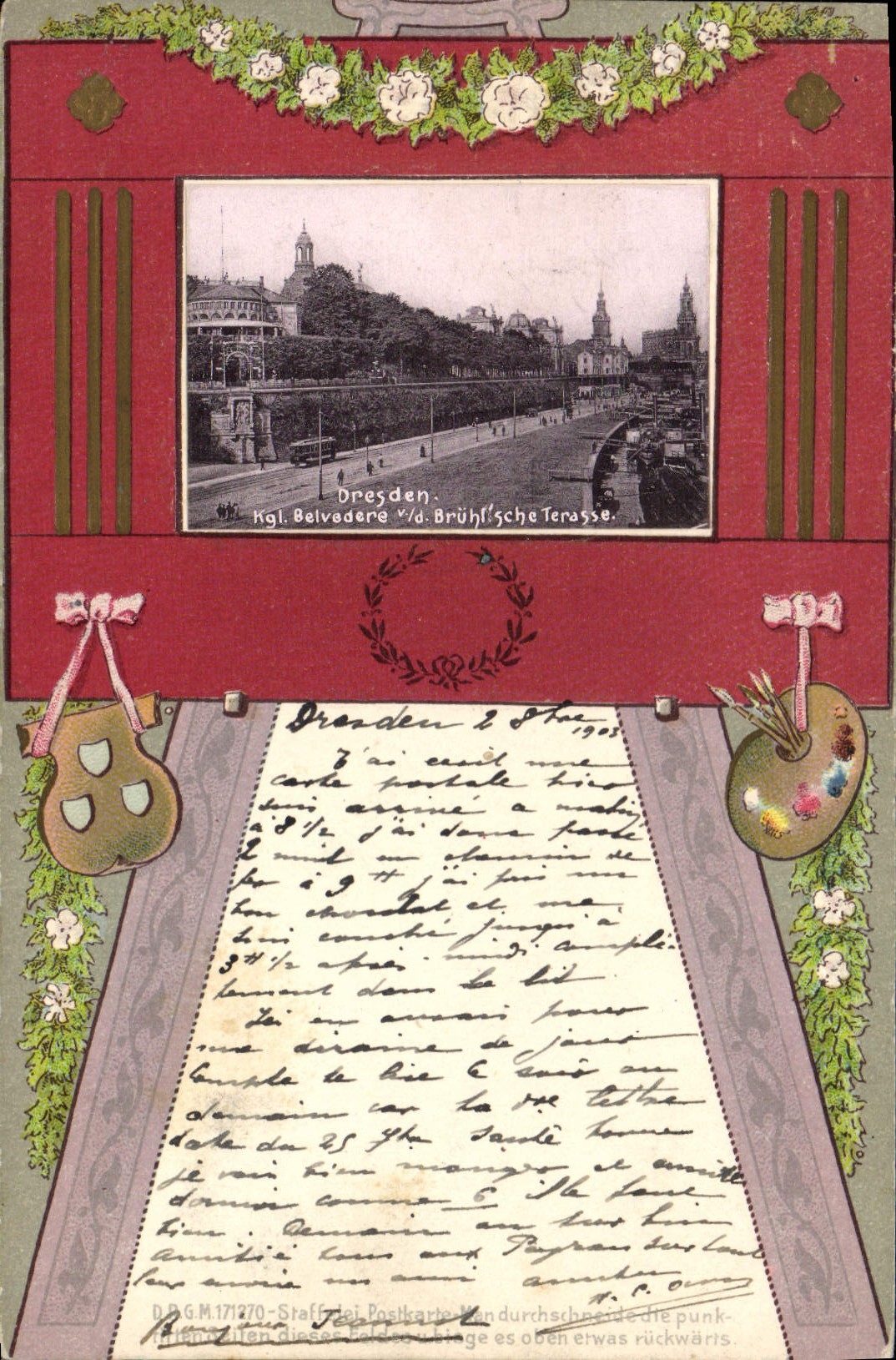 VINTAGE POSTCARD Illustrator Dresden Kgl View-point